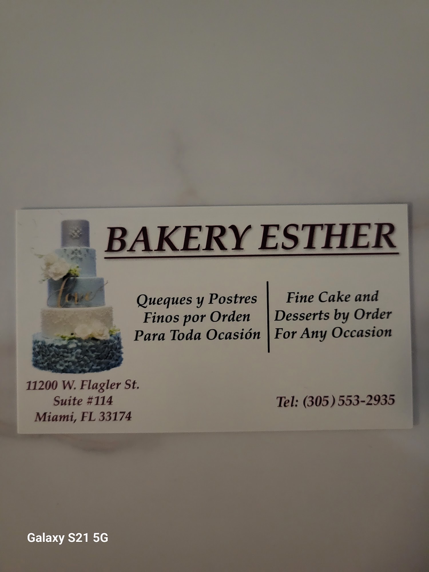 Esther Maria Bakery Menu