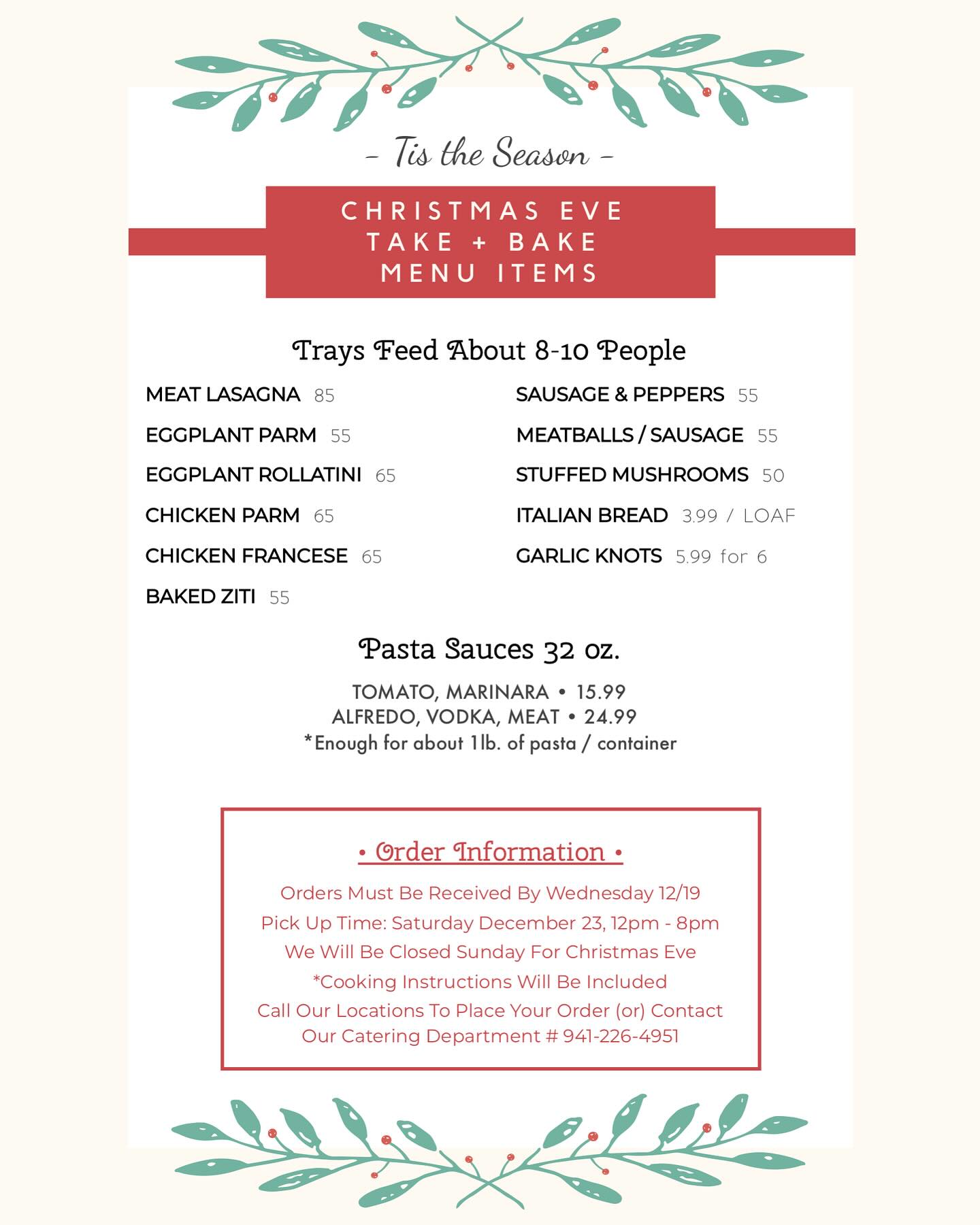 Valentino's Cuisine: Catering Services Menu