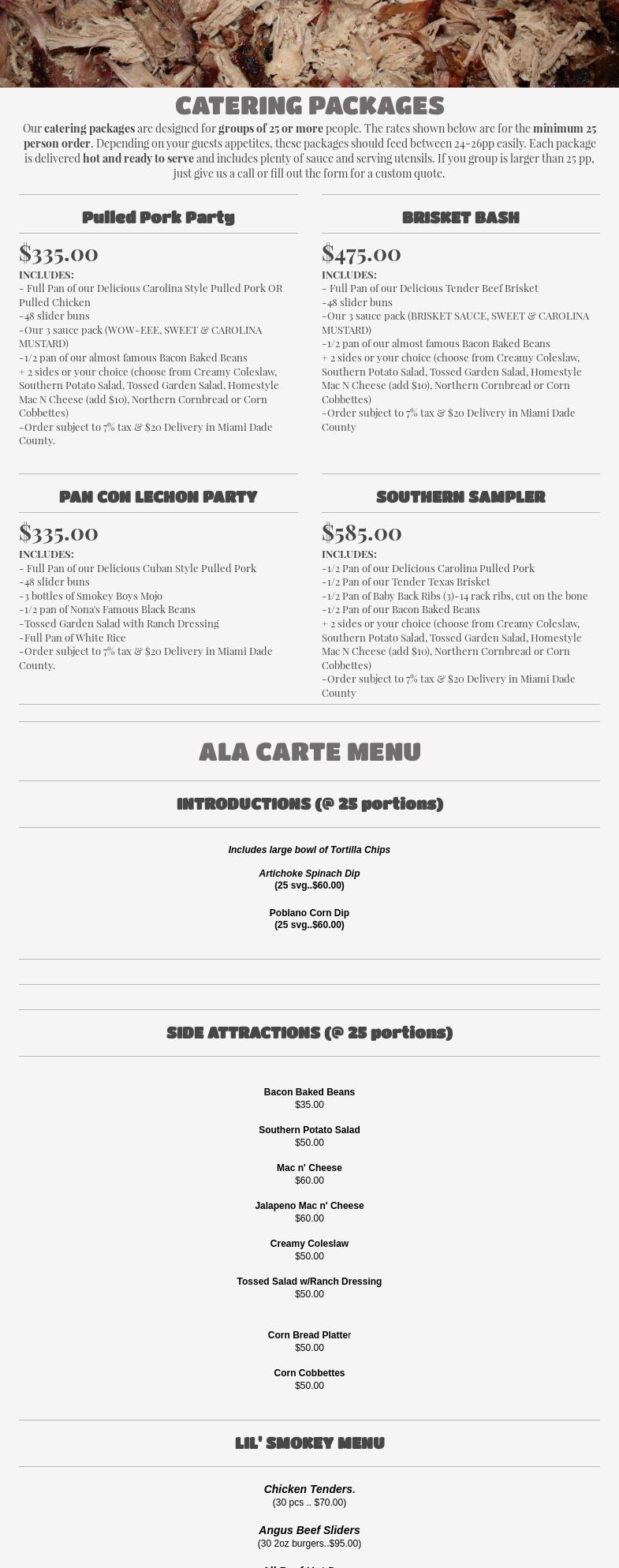 Smokey Boys BBQ Menu