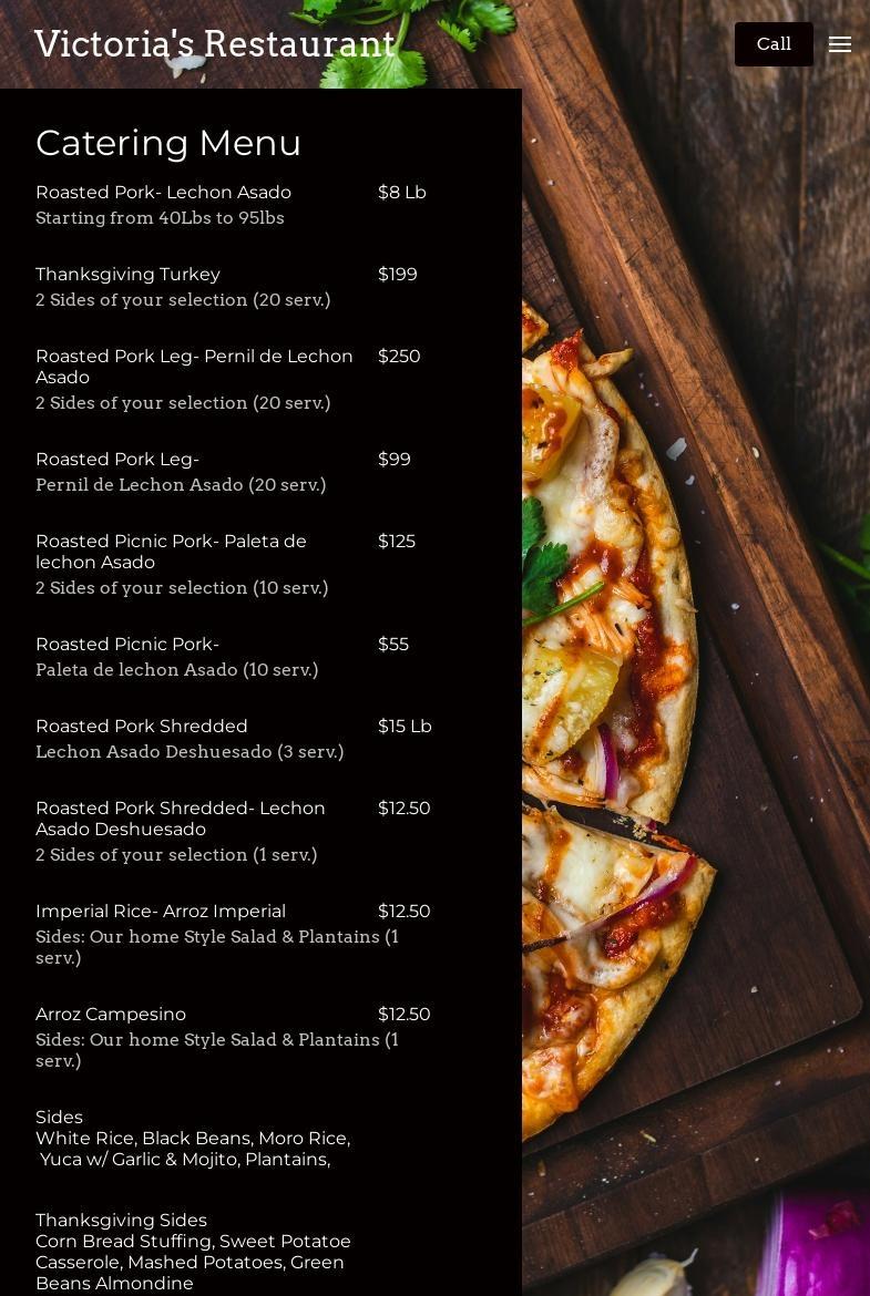 Victoria's Restaurant & Catering Services Inc. Menu