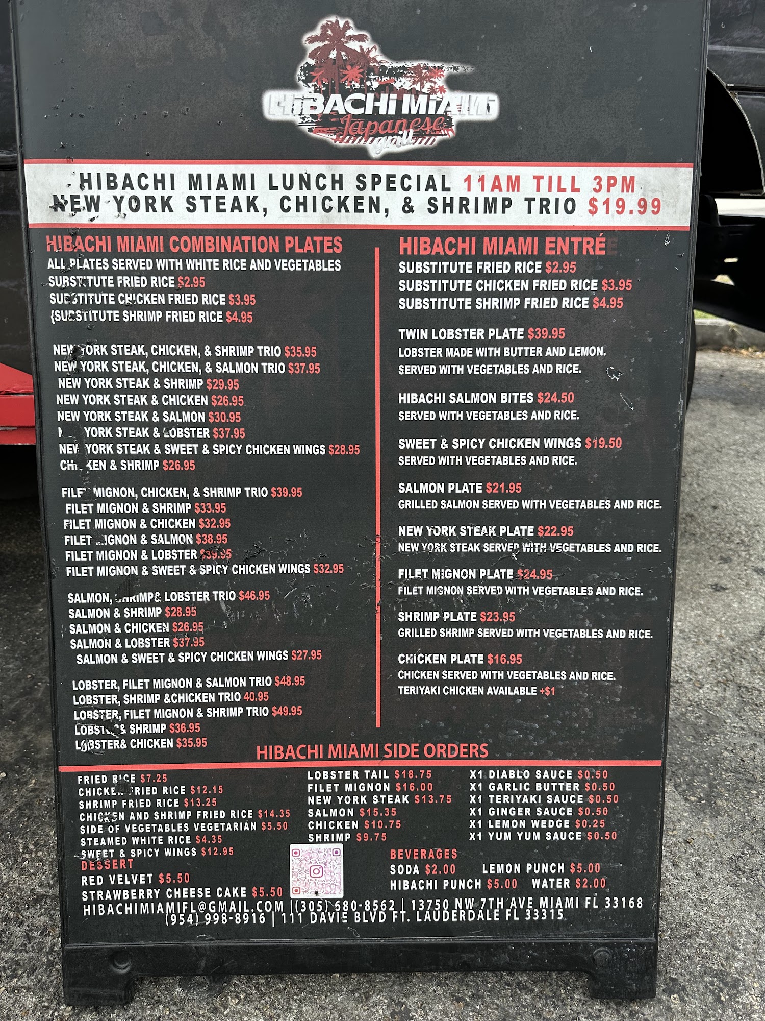 Hibachi Miami Menu