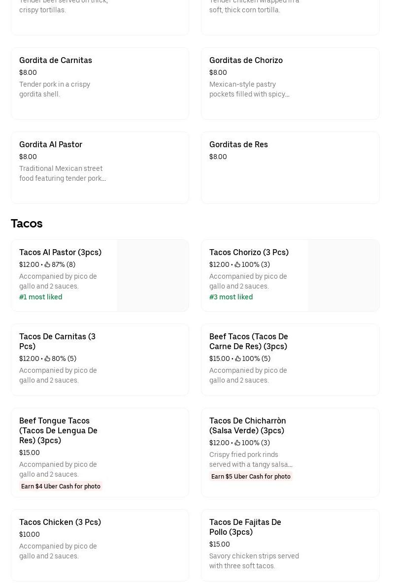 El Sabor De La Inc Menu