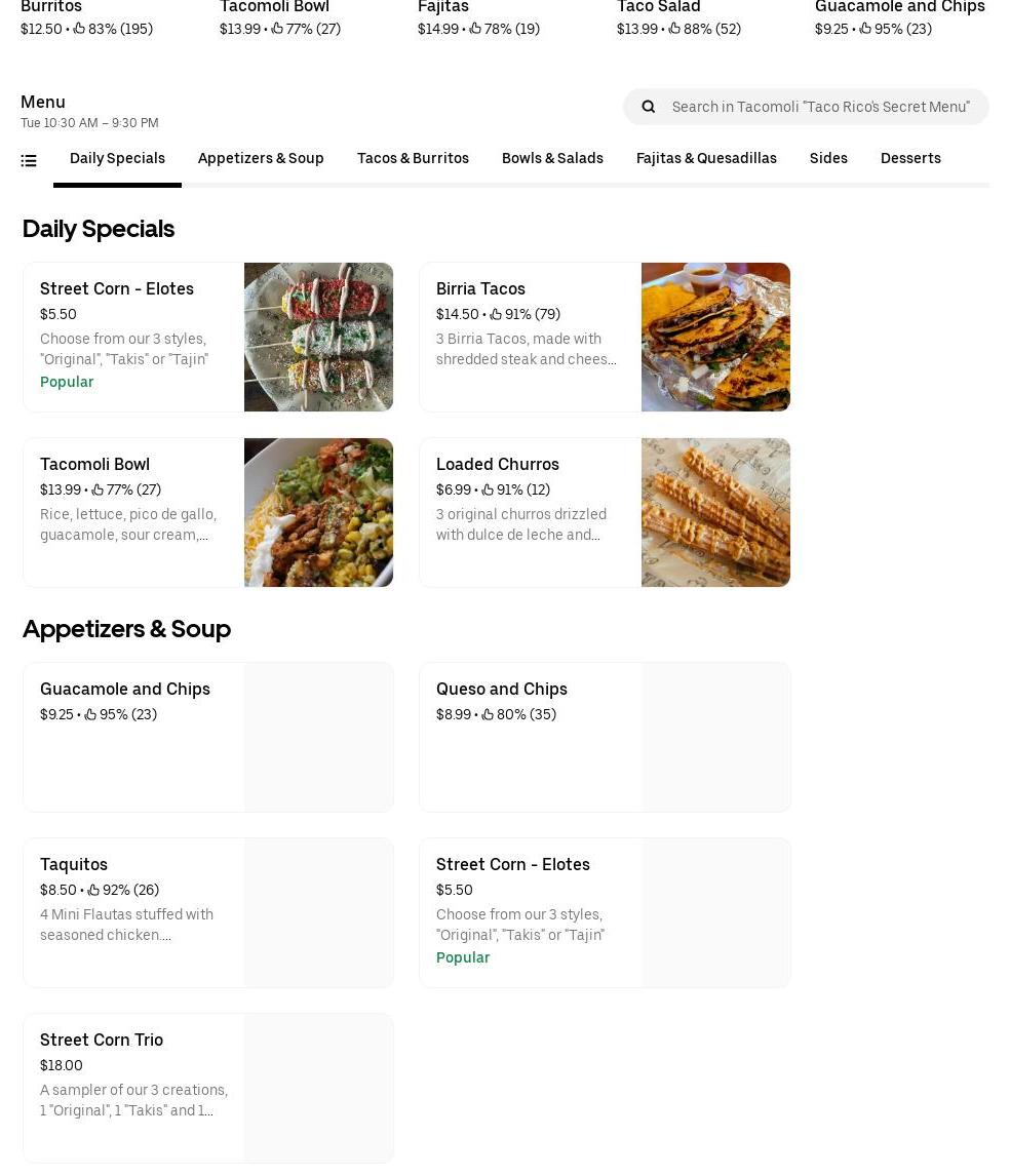 Arroz Con Mango Kitchen Menu
