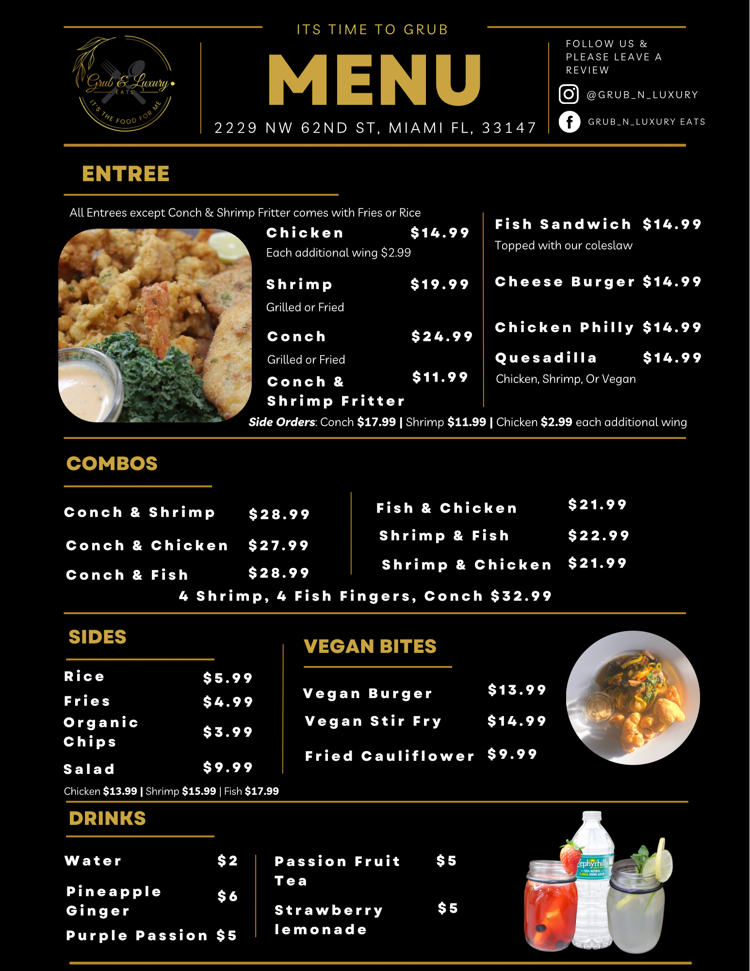 Grub N Luxury Menu