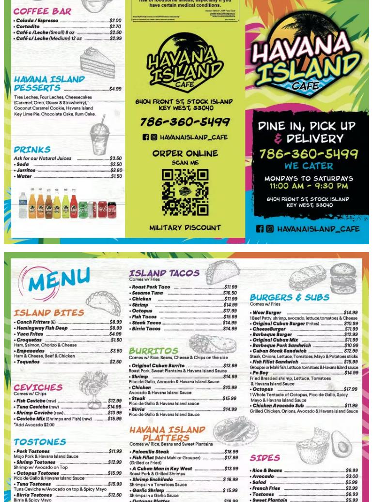 Havana Island Cafe Menu