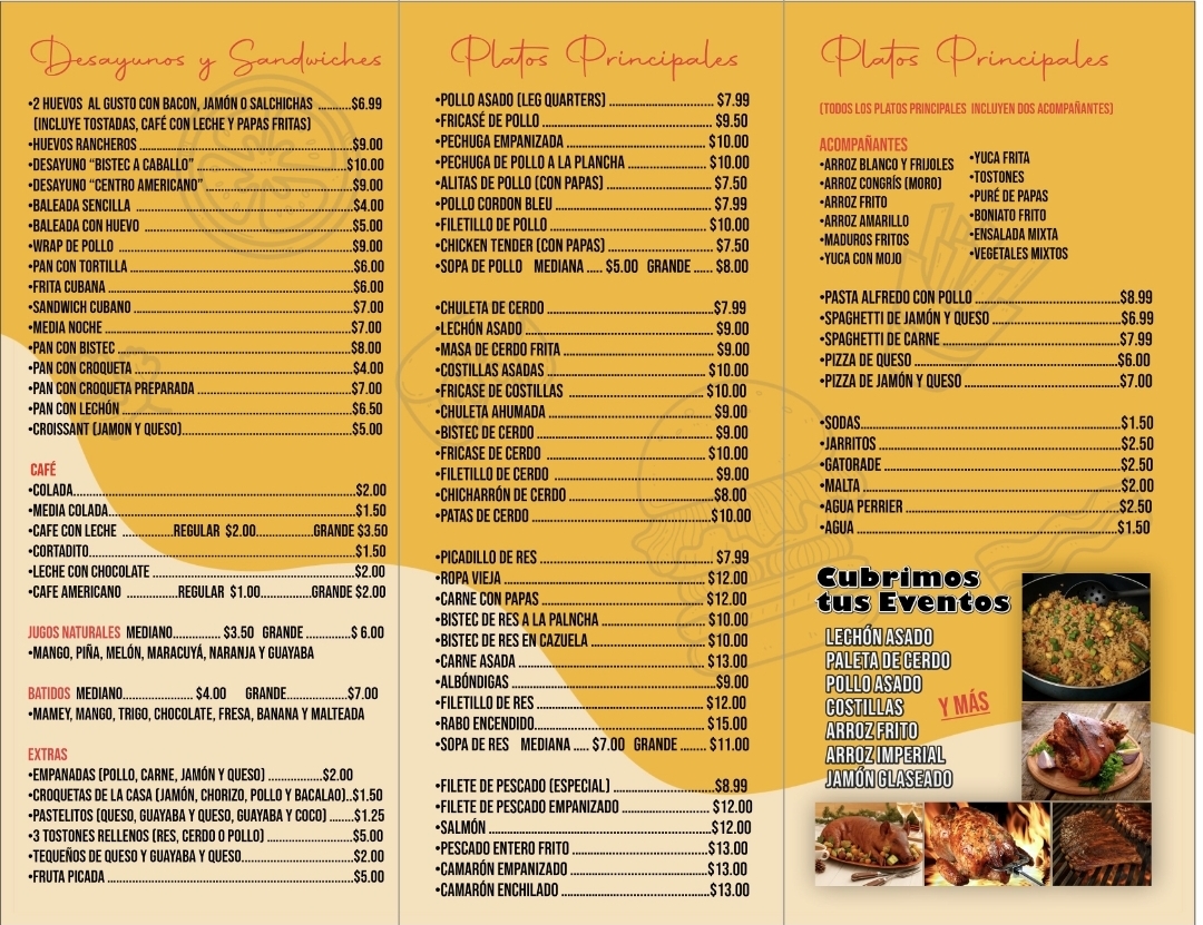 Sabor Latino Cafe Menu
