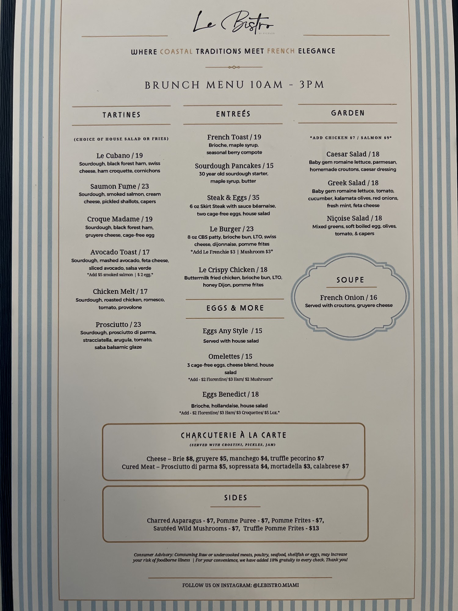 Le Bistro Menu