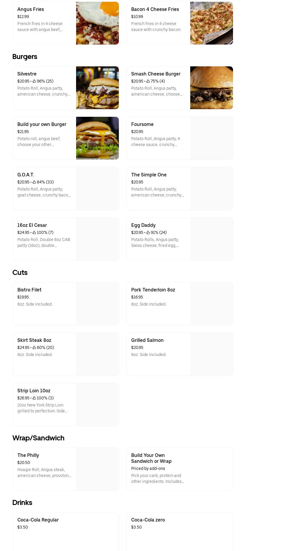 Rolling Steaks & Burgers Menu