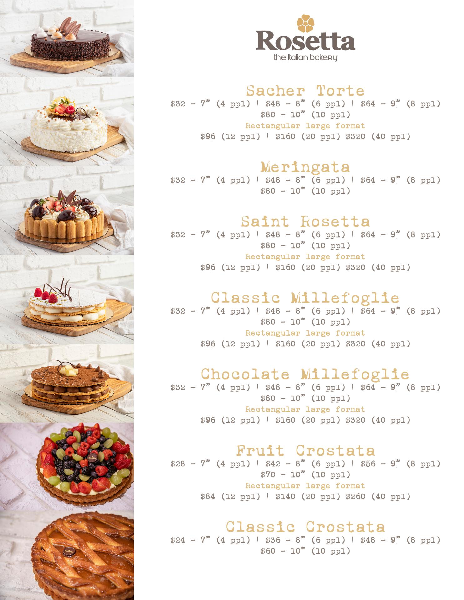 Rosetta Bakery Menu