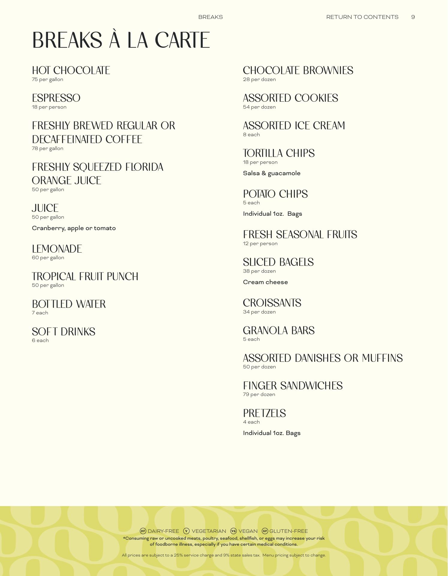 Tailwinds Restaurant & Bar Menu