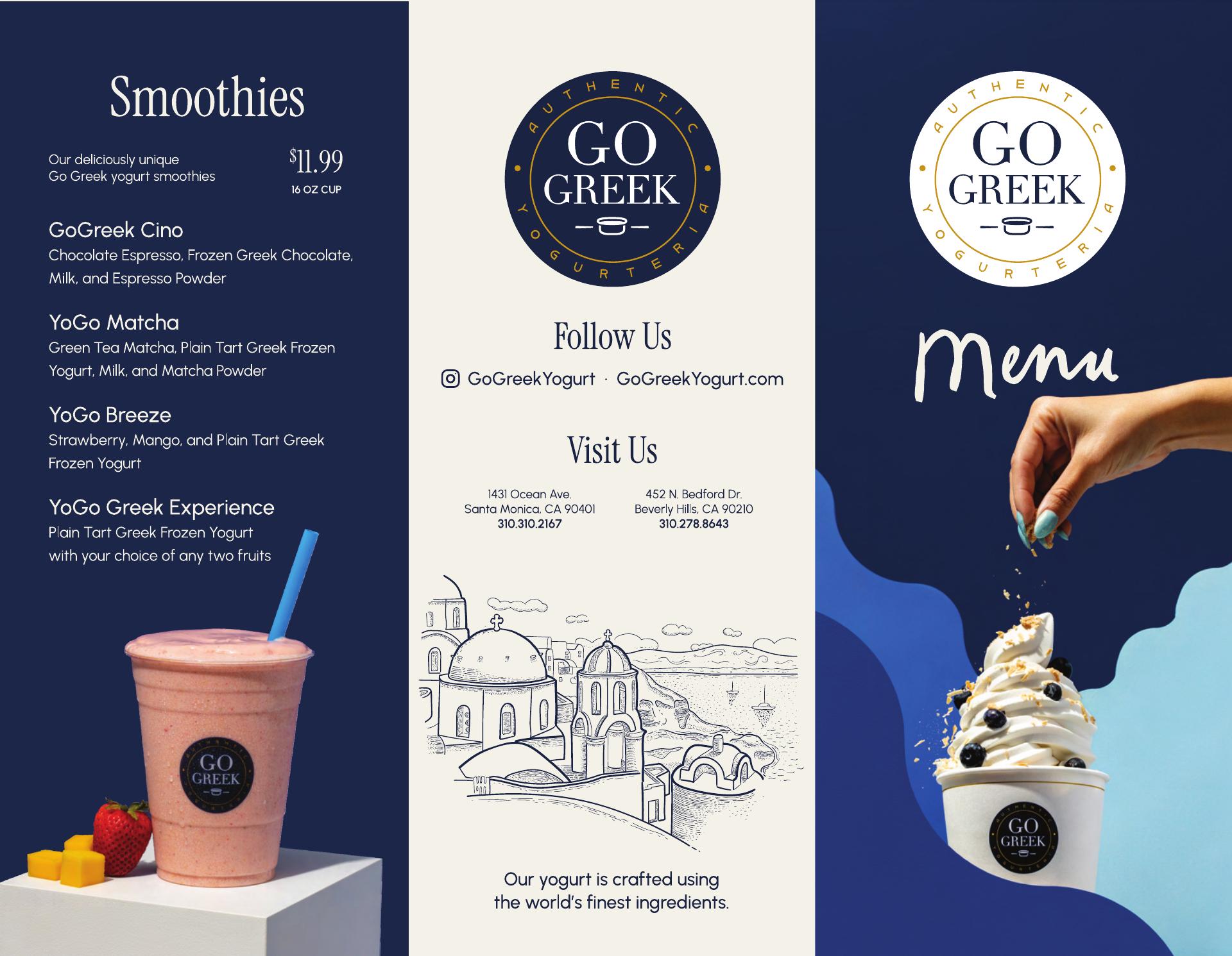 Go Greek Yogurt Menu