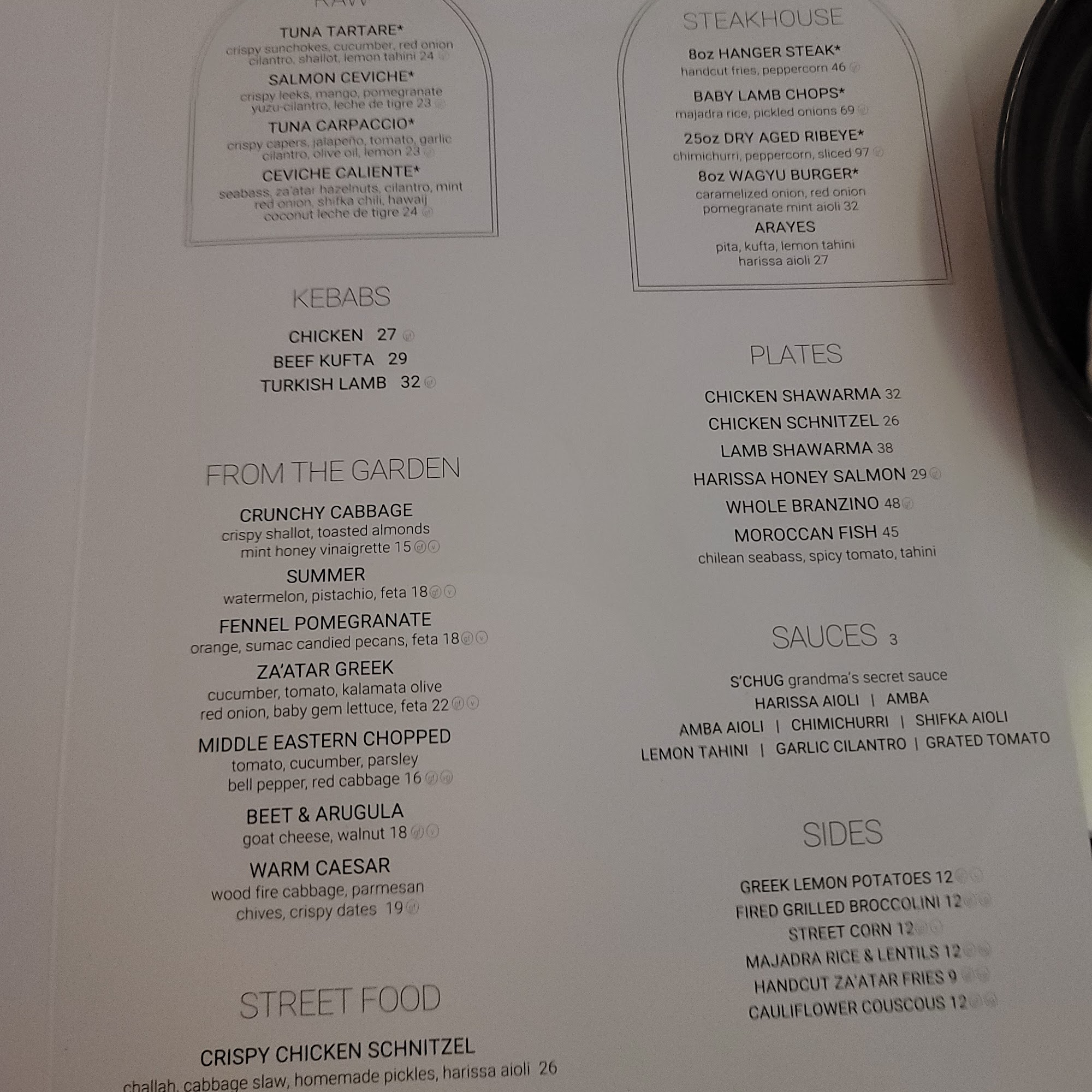 Motek Brickell Menu