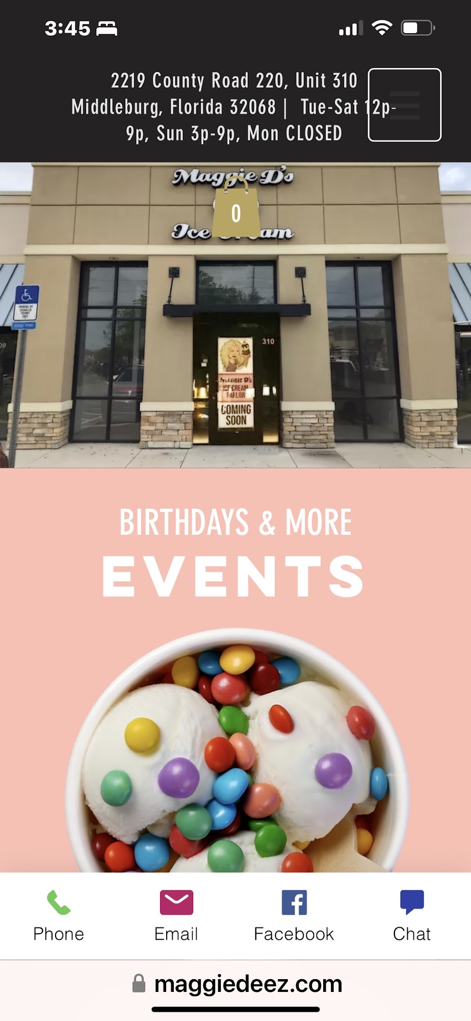 Maggie D’s Ice Cream Menu