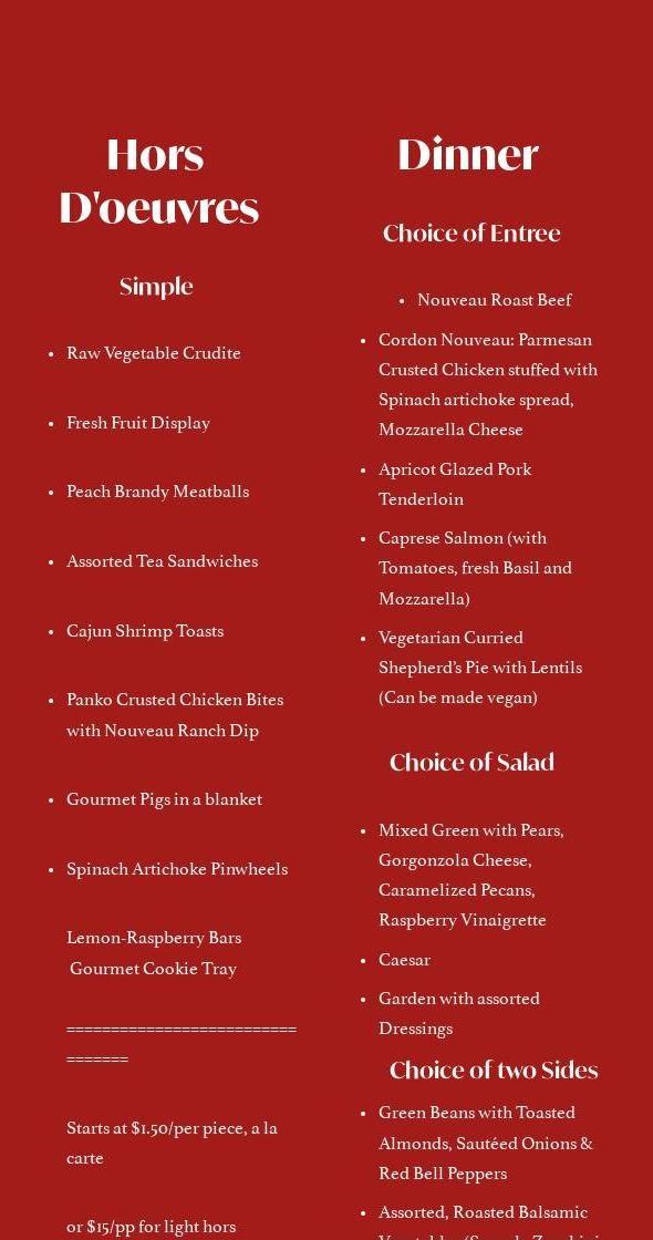 Nouveau Pastries Menu