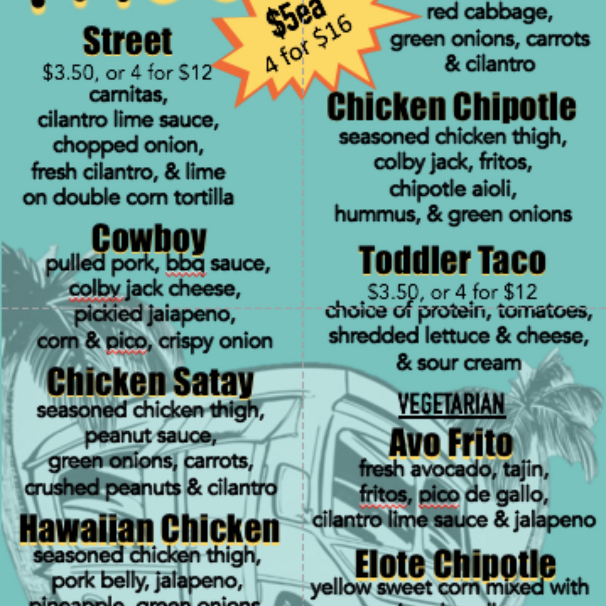 Nacho Typical Taco Truck Menu