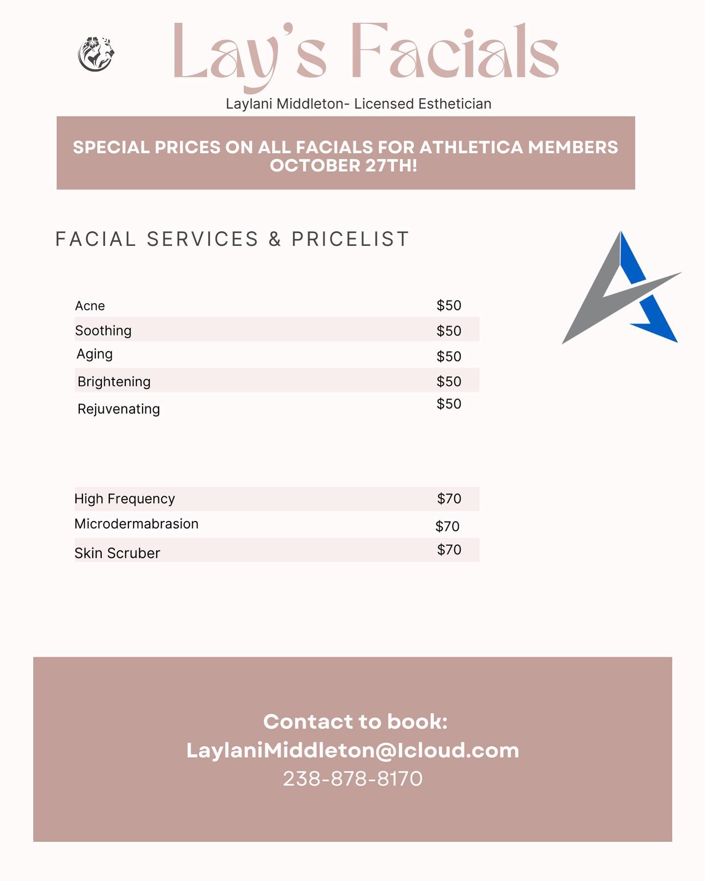 Athletica Smoothies and Juice Bar Menu