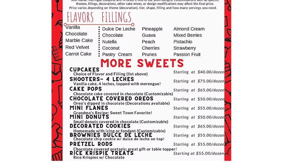Sweet Town Menu