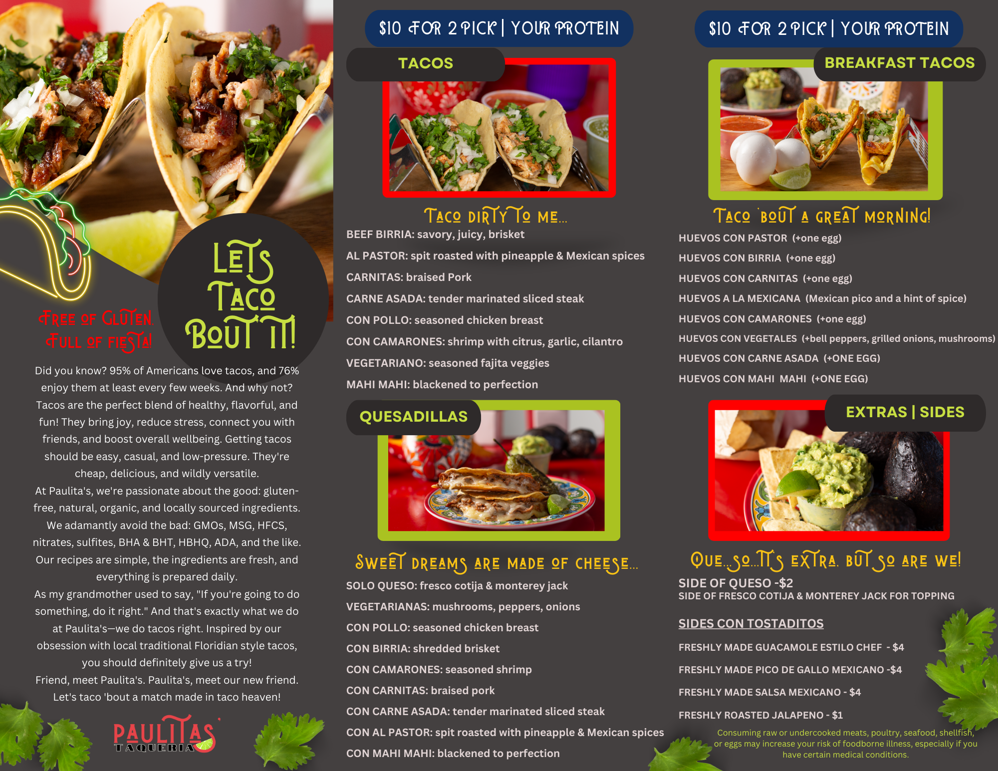 Paulitas' Taqueria Menu