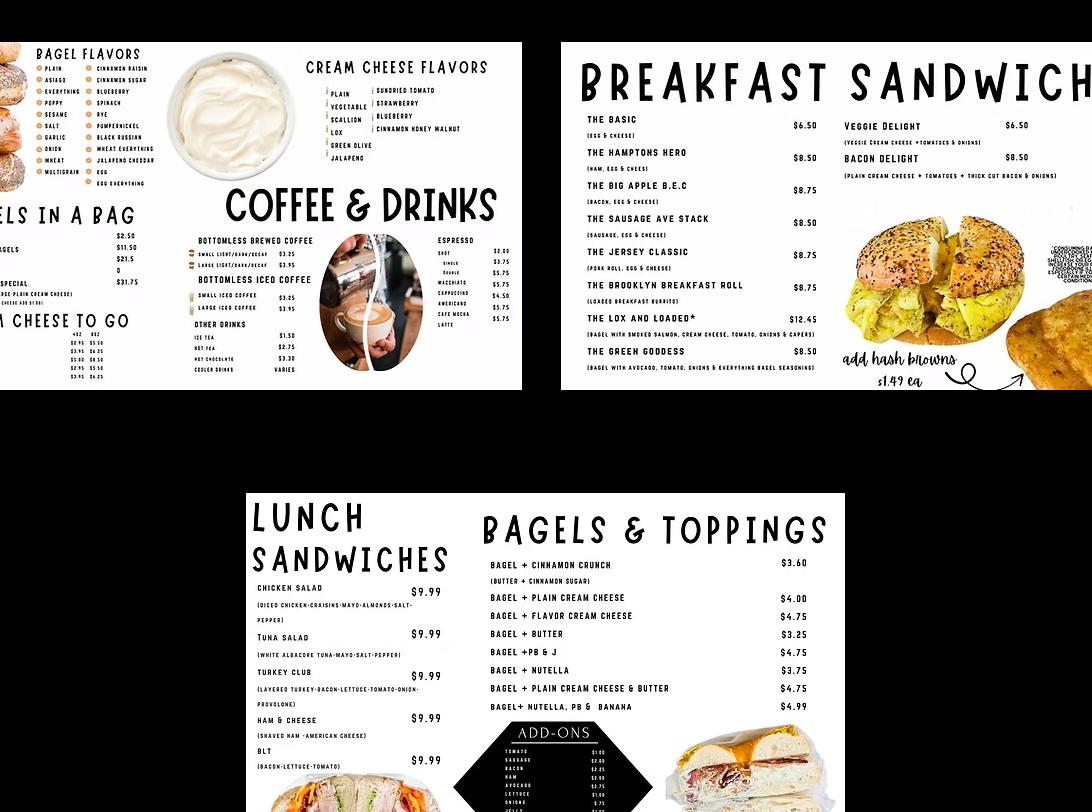 Empire Bagel Factory Menu
