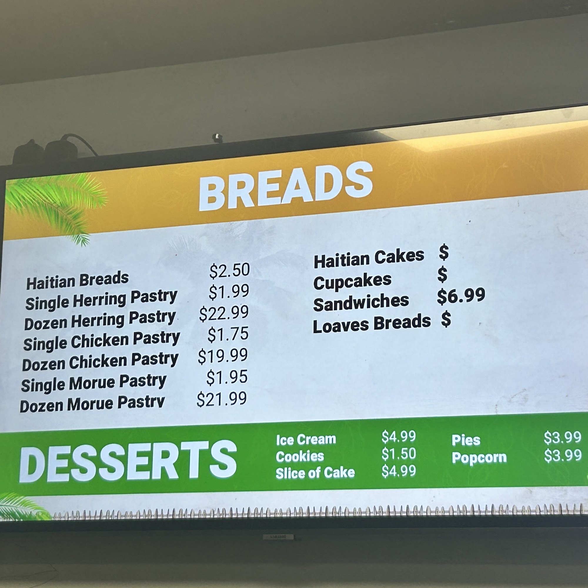 Caribbean Grill & Bakery, LLC Menu
