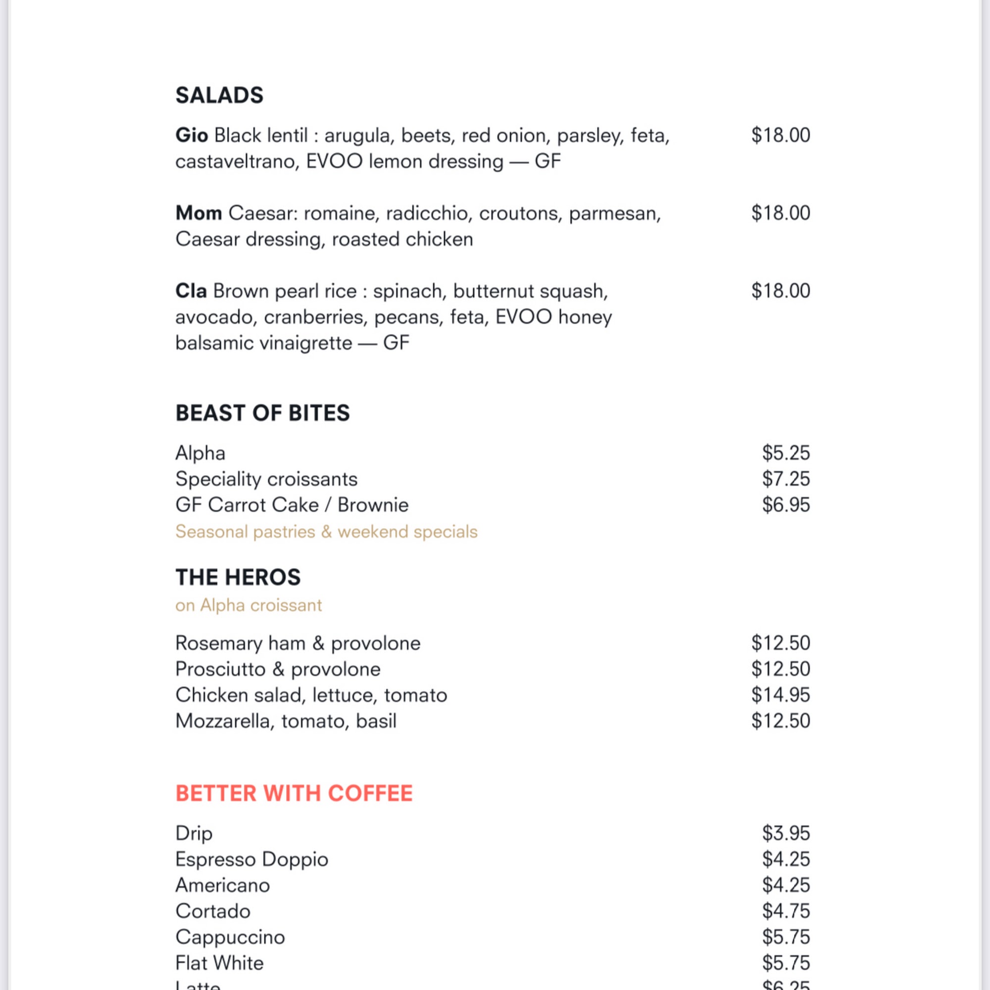 WOLFMOON Naples Menu