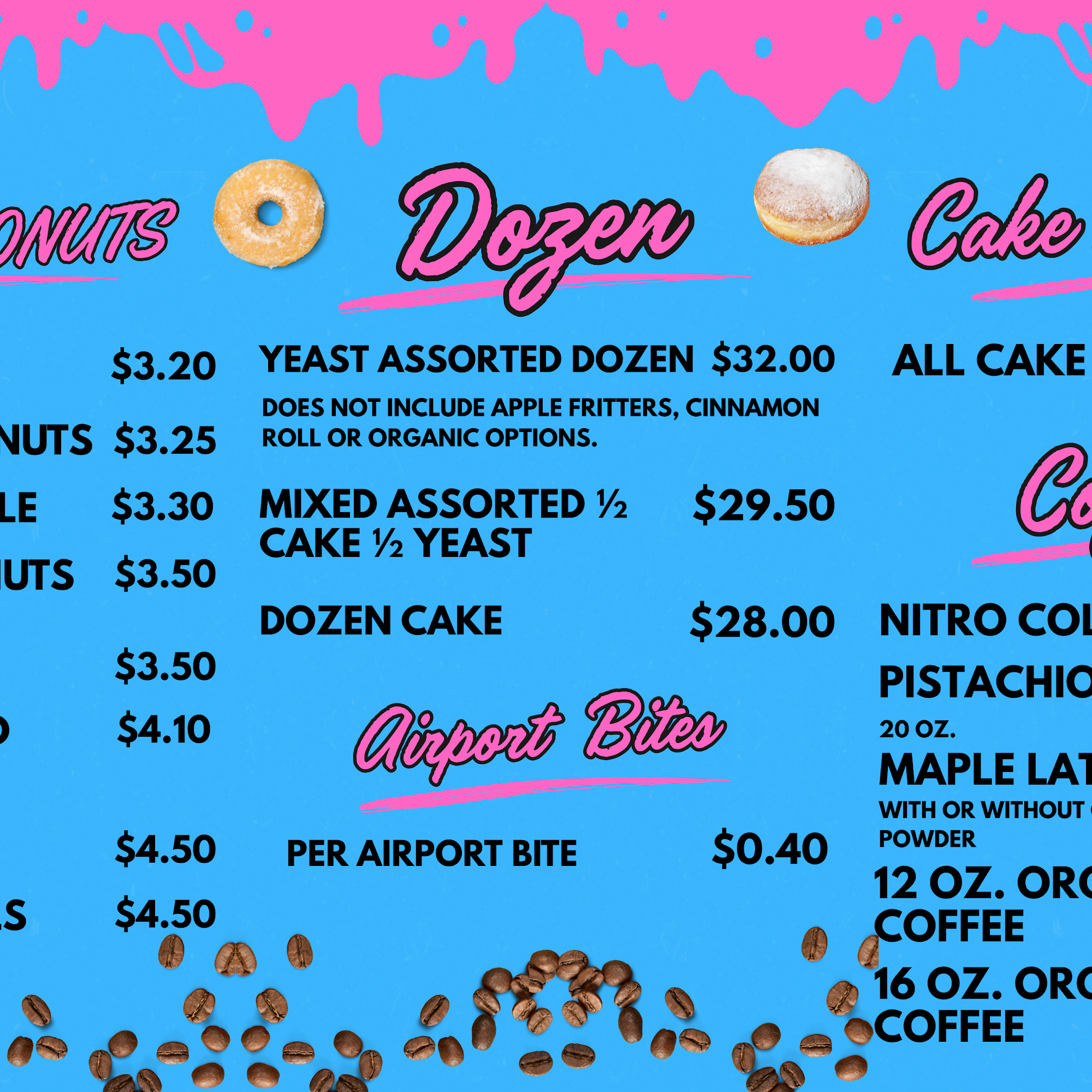 Airport Donuts Menu