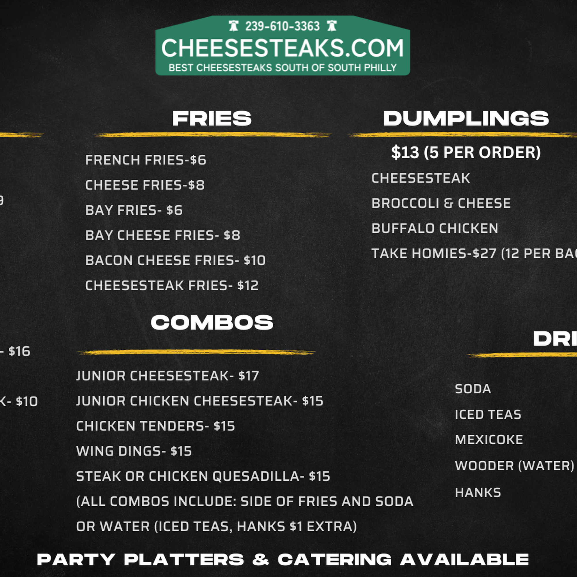 Cheesesteaks.Com Menu