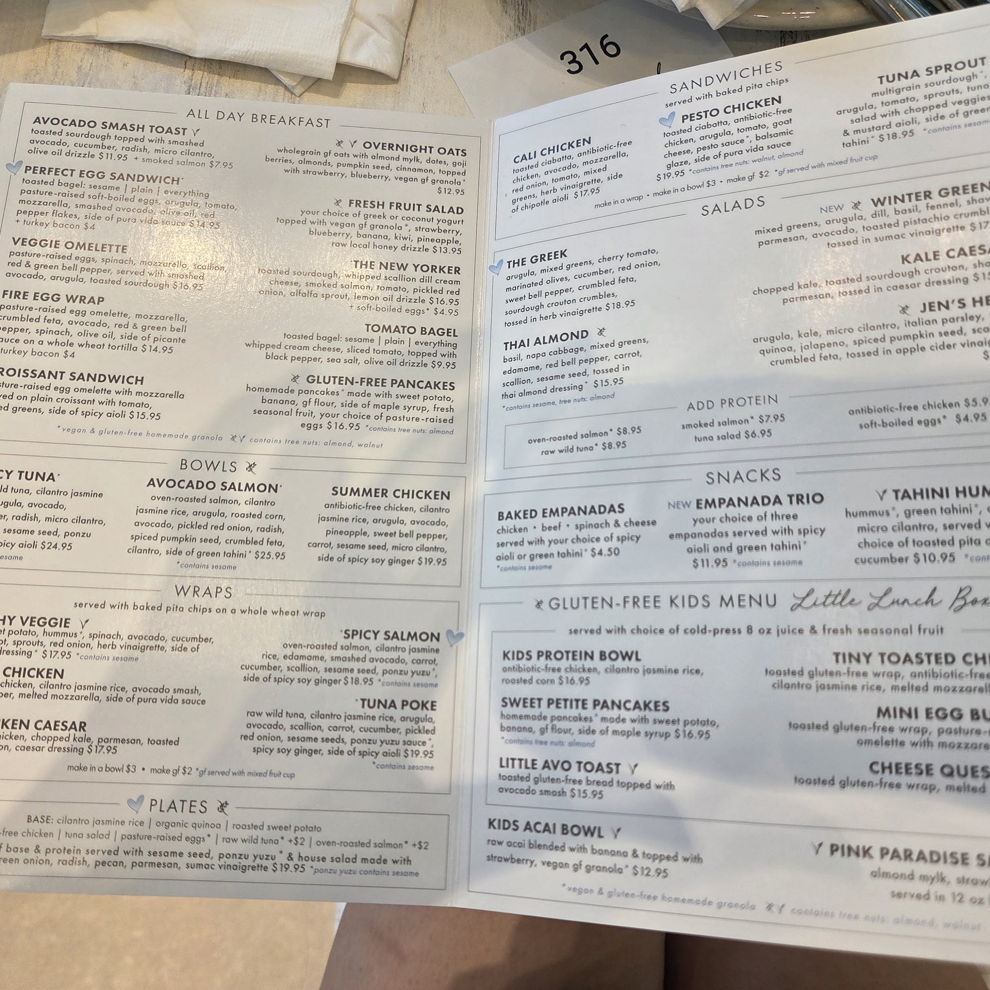 Pura Vida Miami Menu