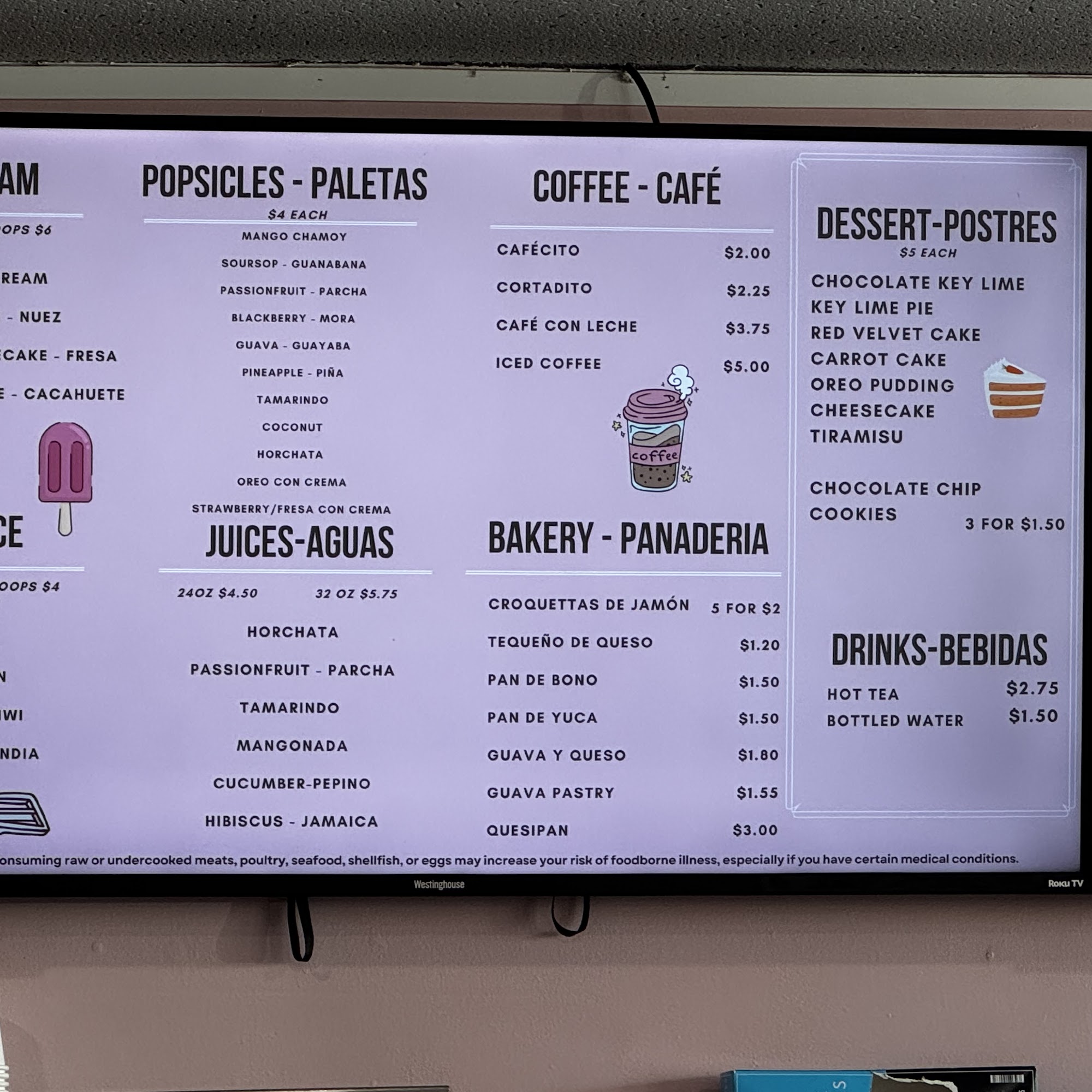 Que Dulce Menu