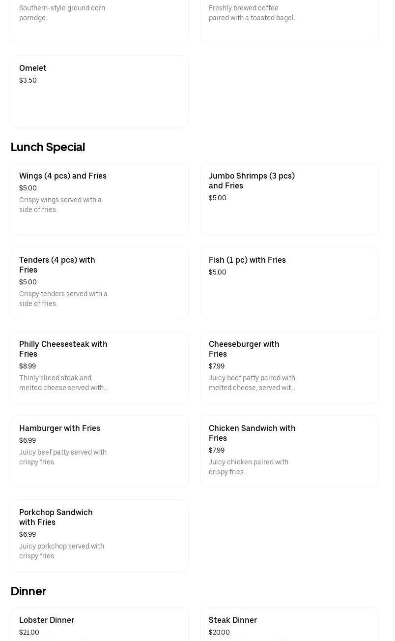 Zay Bee's Sea-N-Soul Food Menu