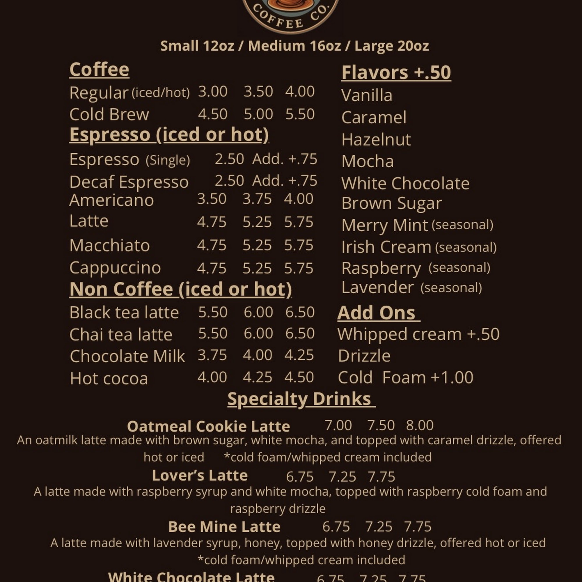 Village Lantern Coffee Co. Menu