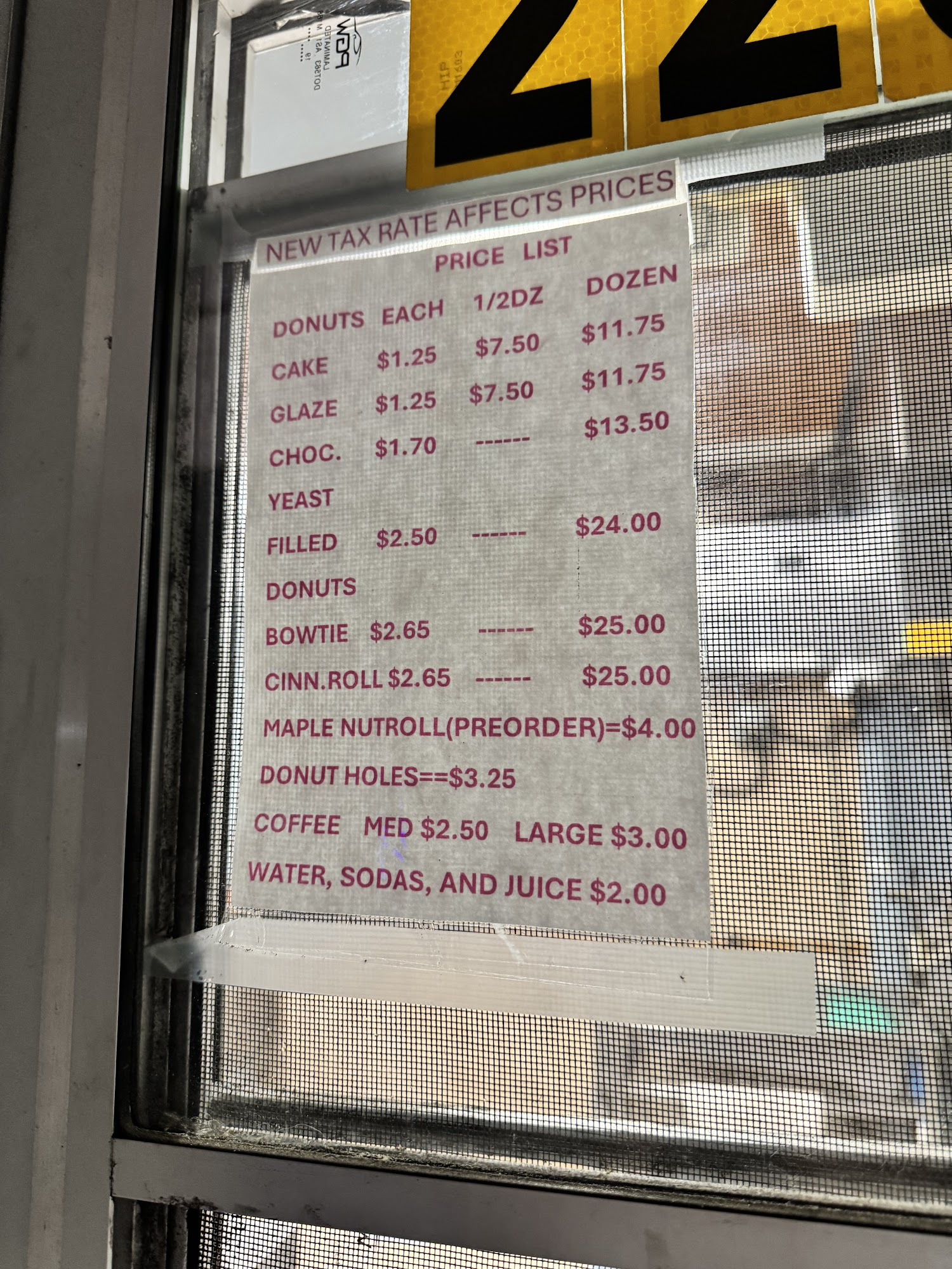 Tas-t-o's Donuts Menu