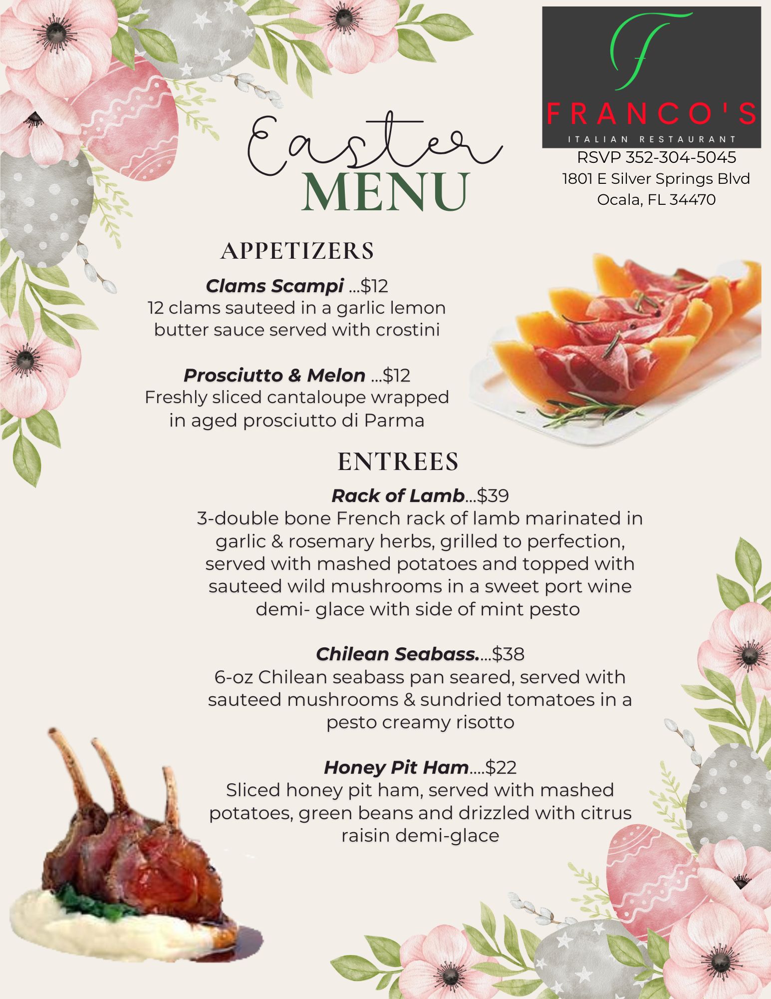 Franco's Italian Restaurant Menu