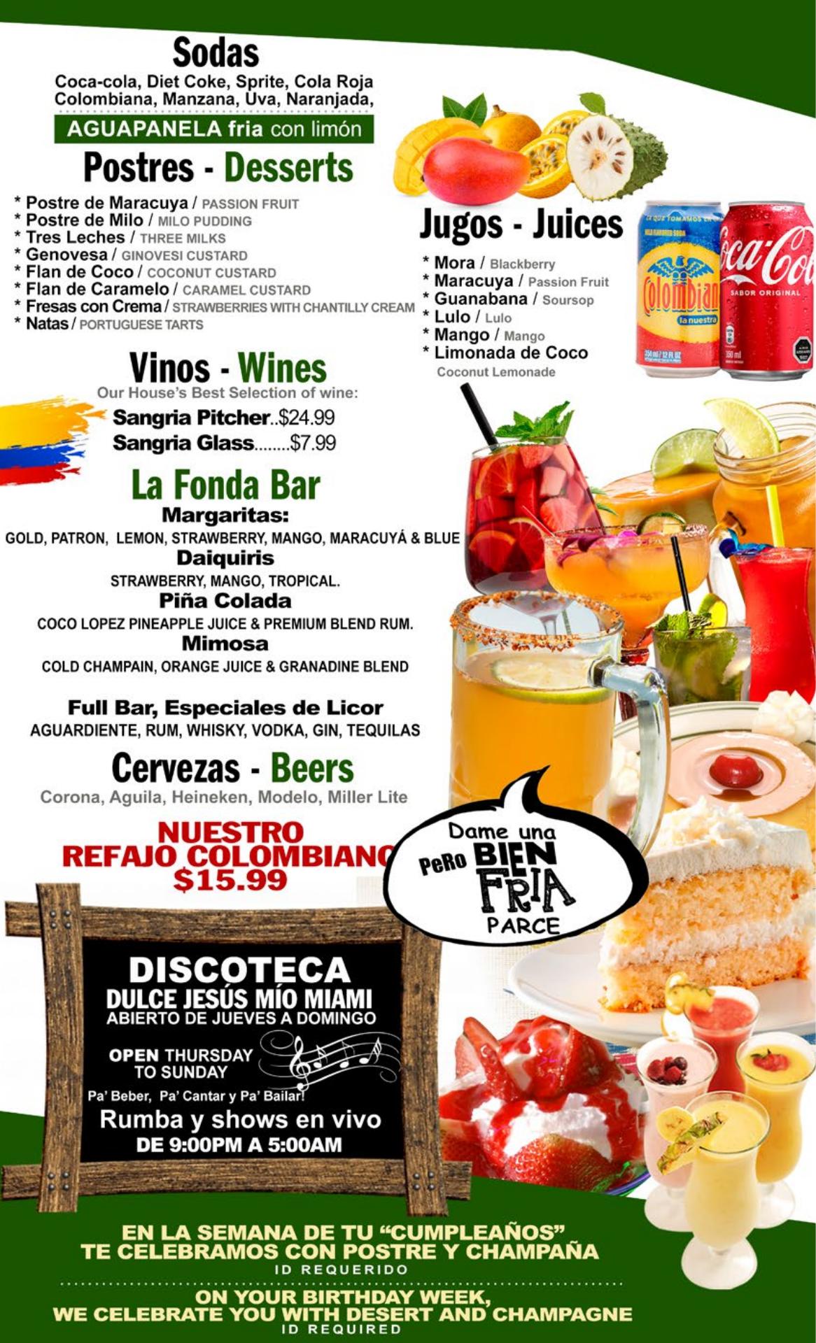 FONDA DULCE JESUS MIO OCALA Menu