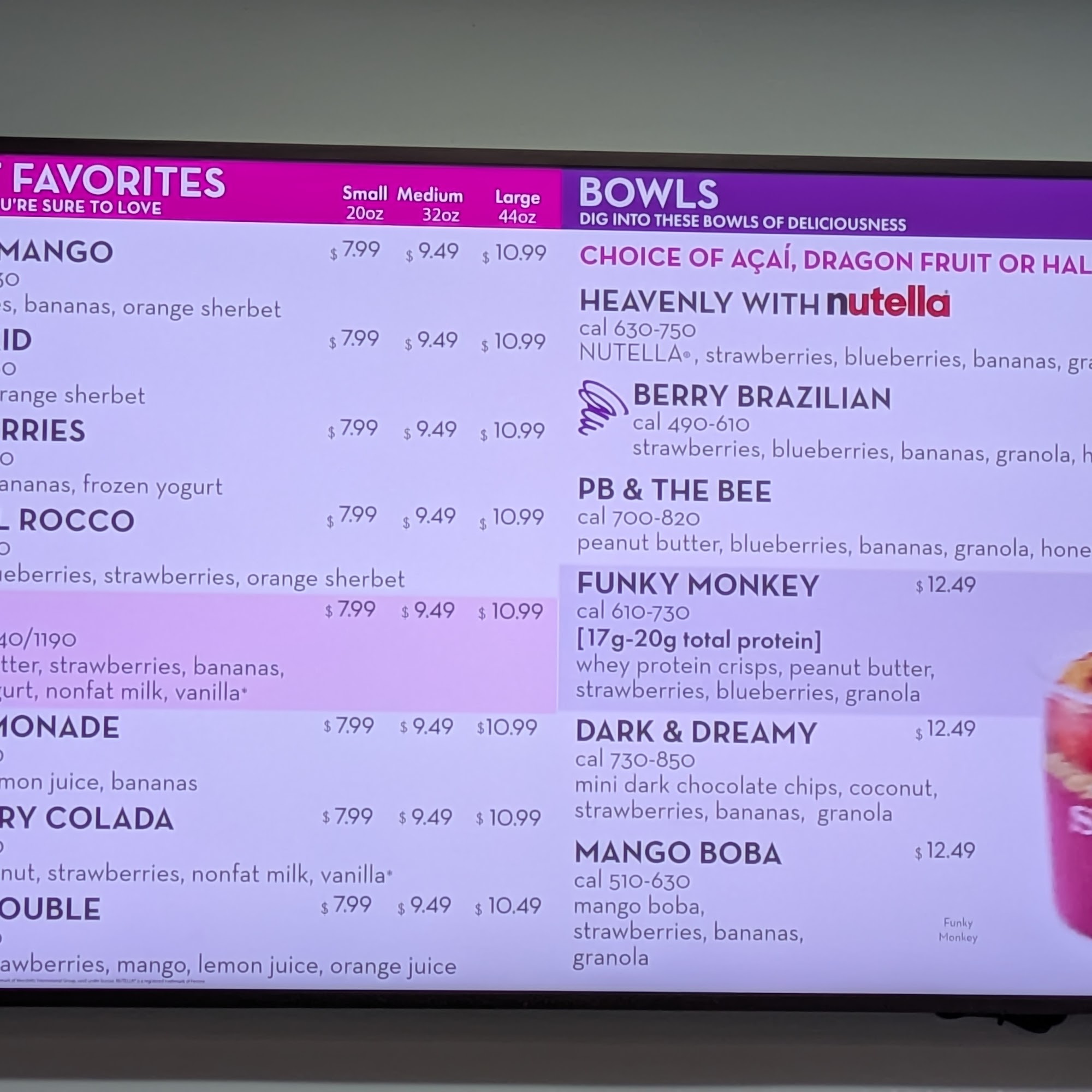 Planet Smoothie Menu