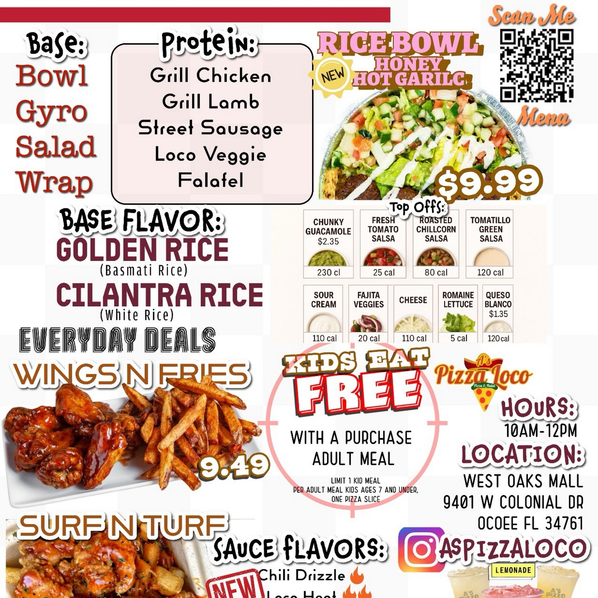 A’s Pizza Loco Menu