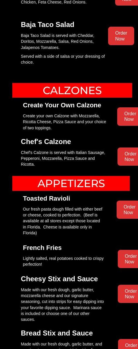 Pizza World Menu