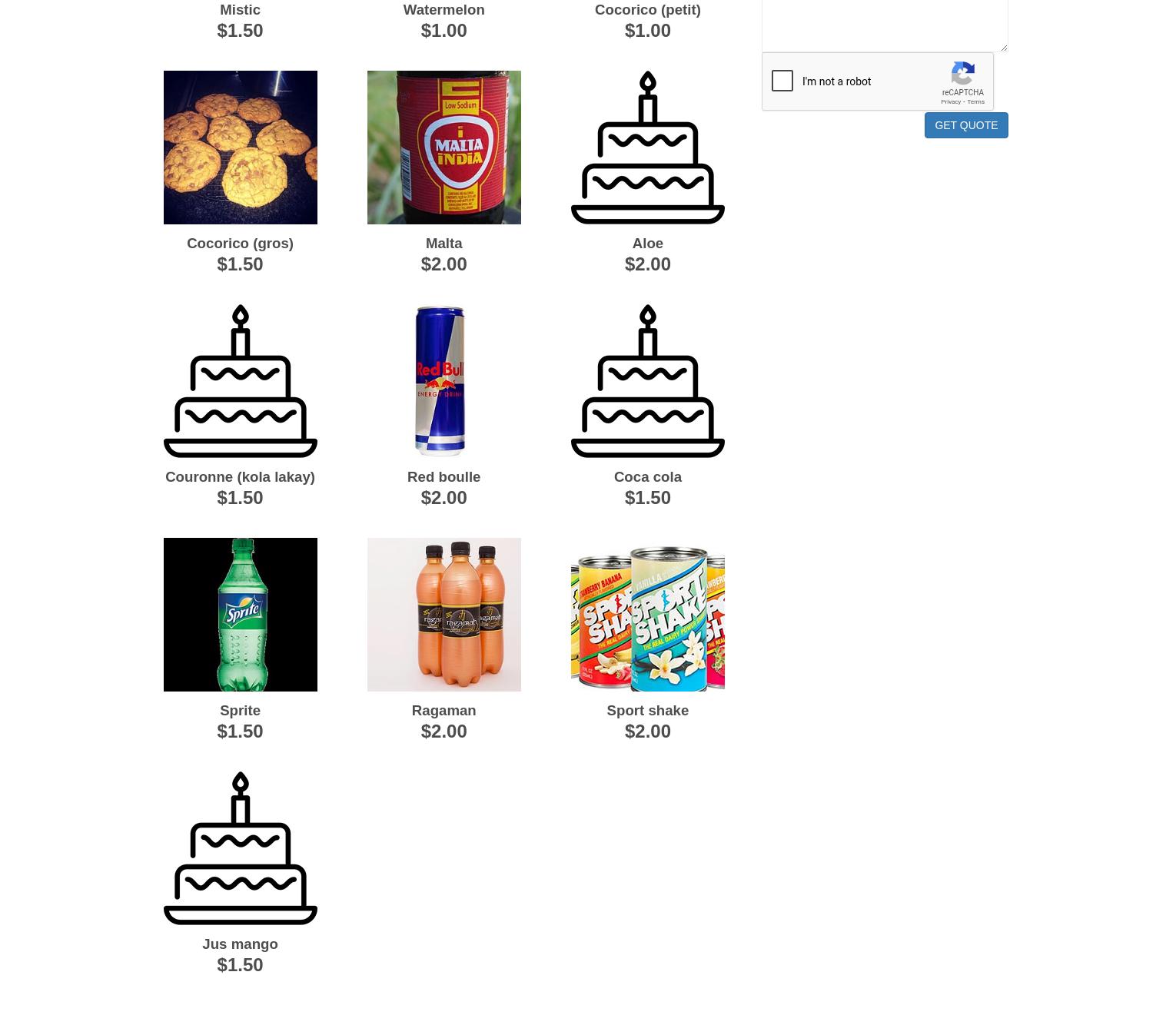 Echantillon Bakery Menu