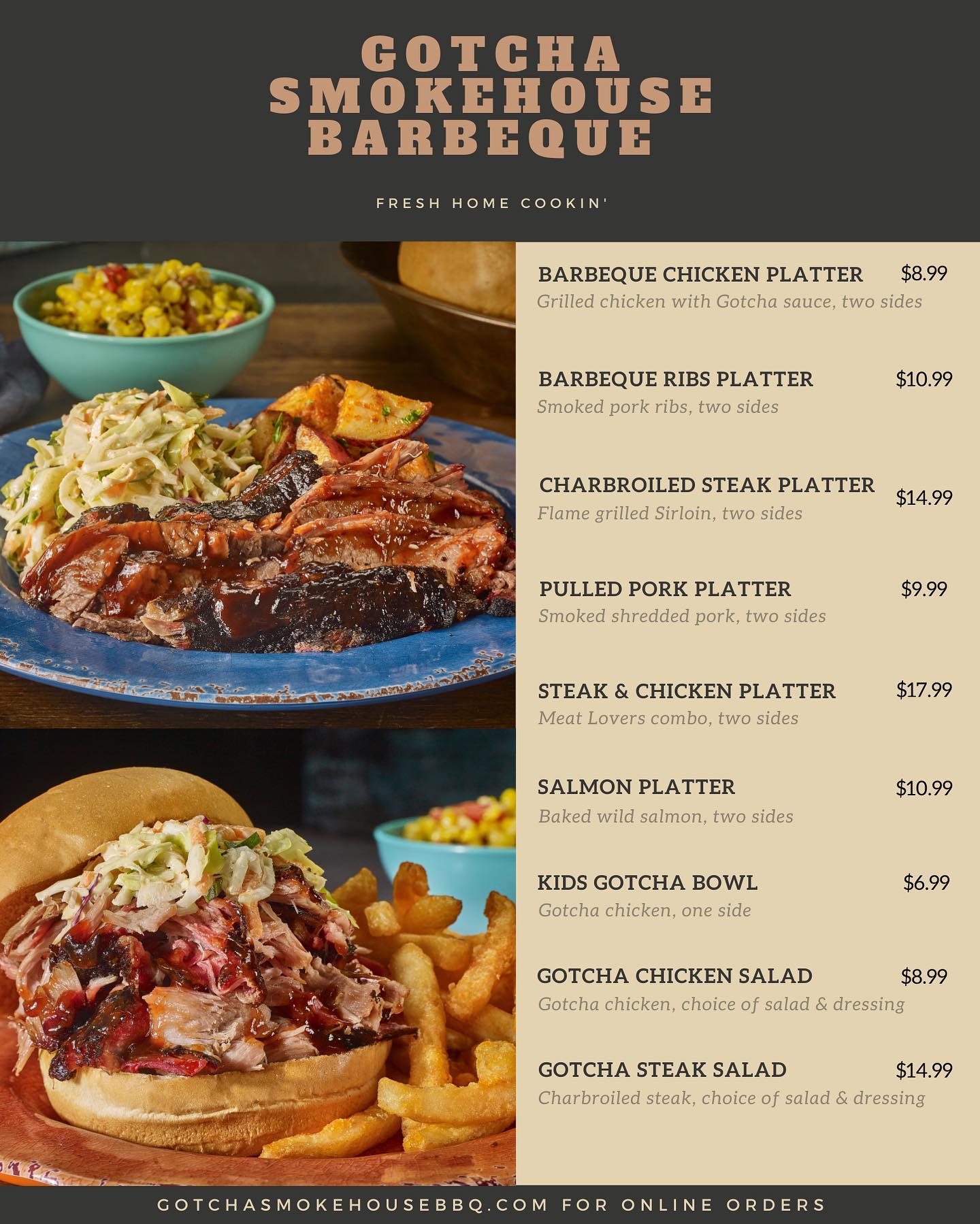 Gotcha Smokehouse BBQ Menu