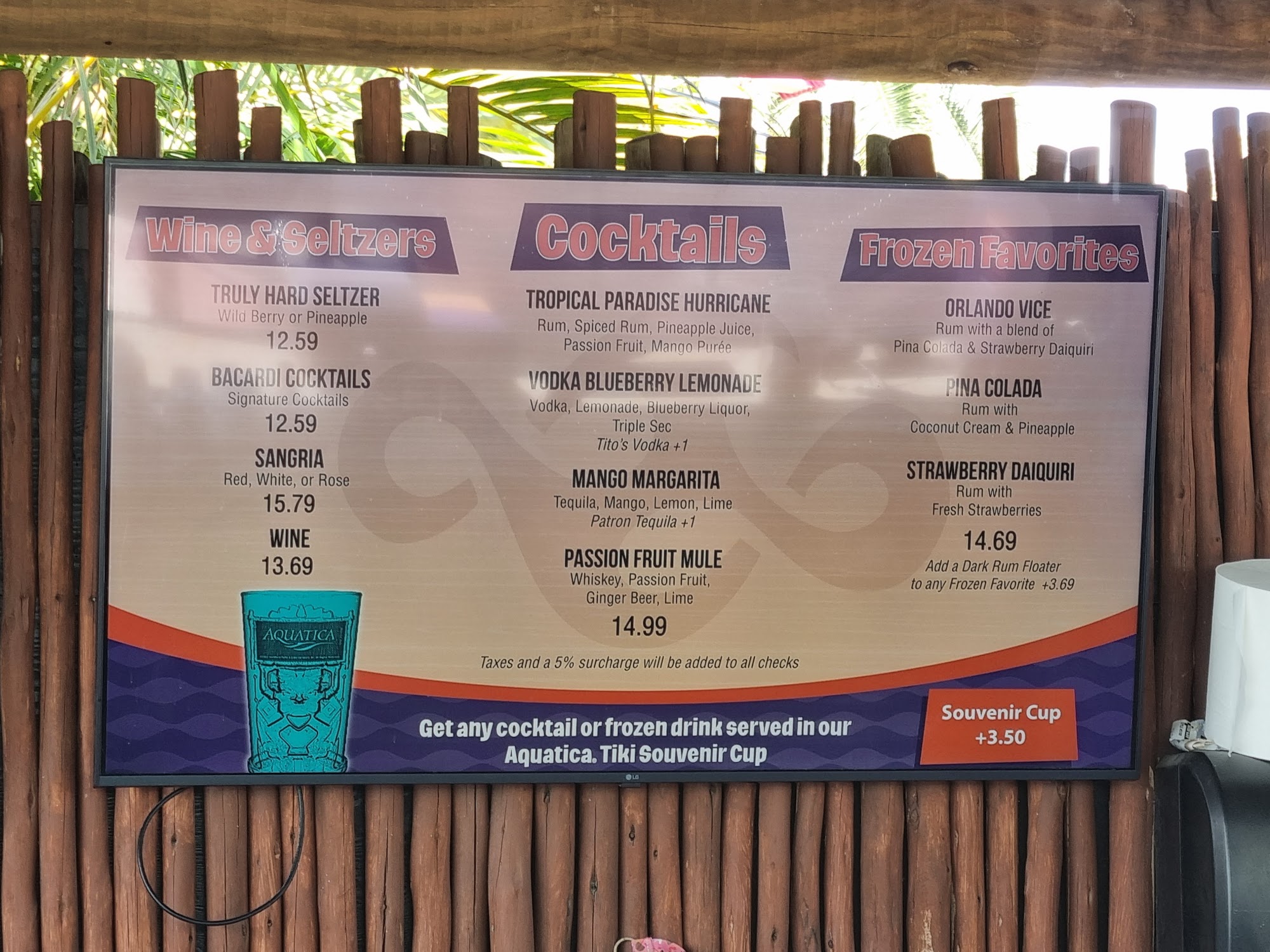 Motu's Beach Bar Menu