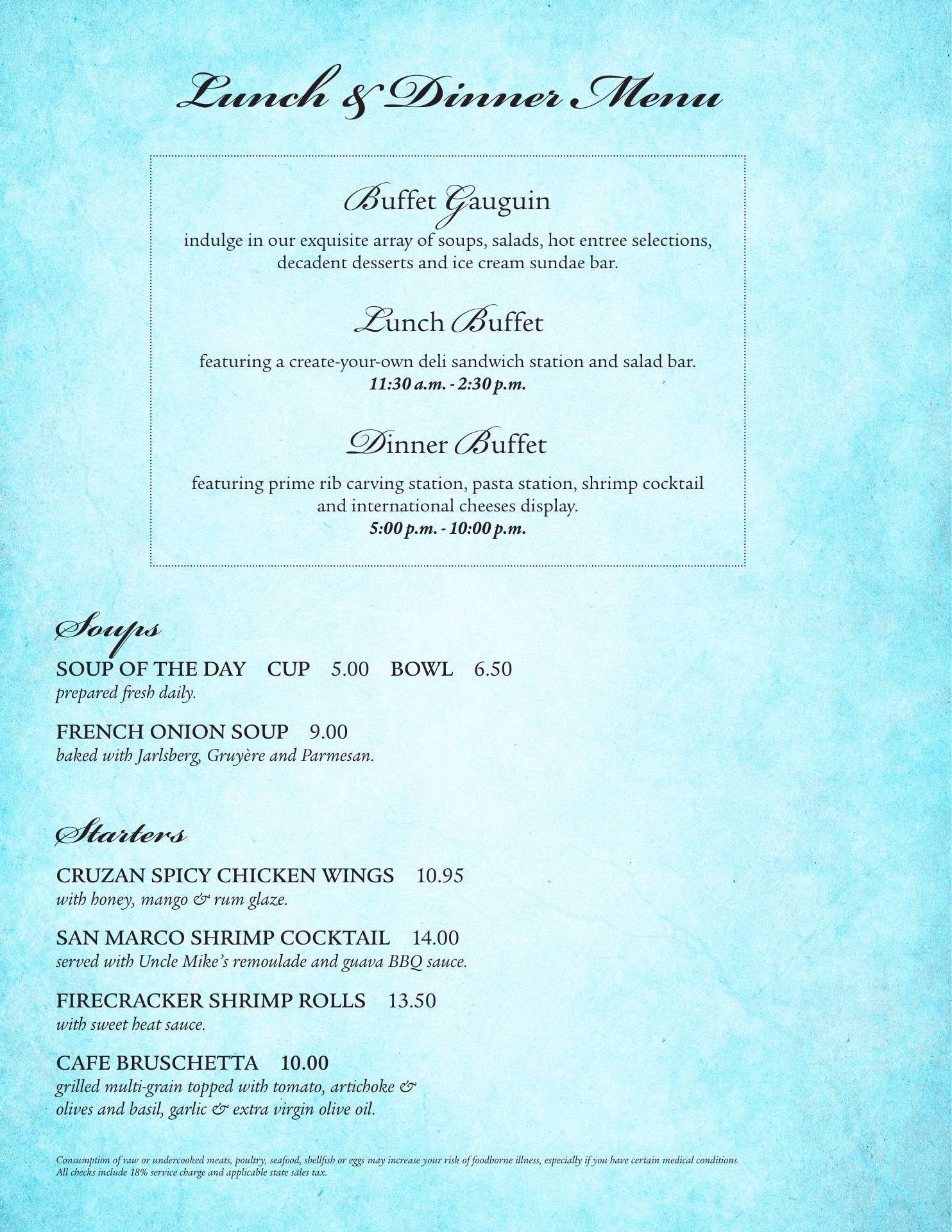 Sam & Bubbe's Lobby Bar & Lounge Menu