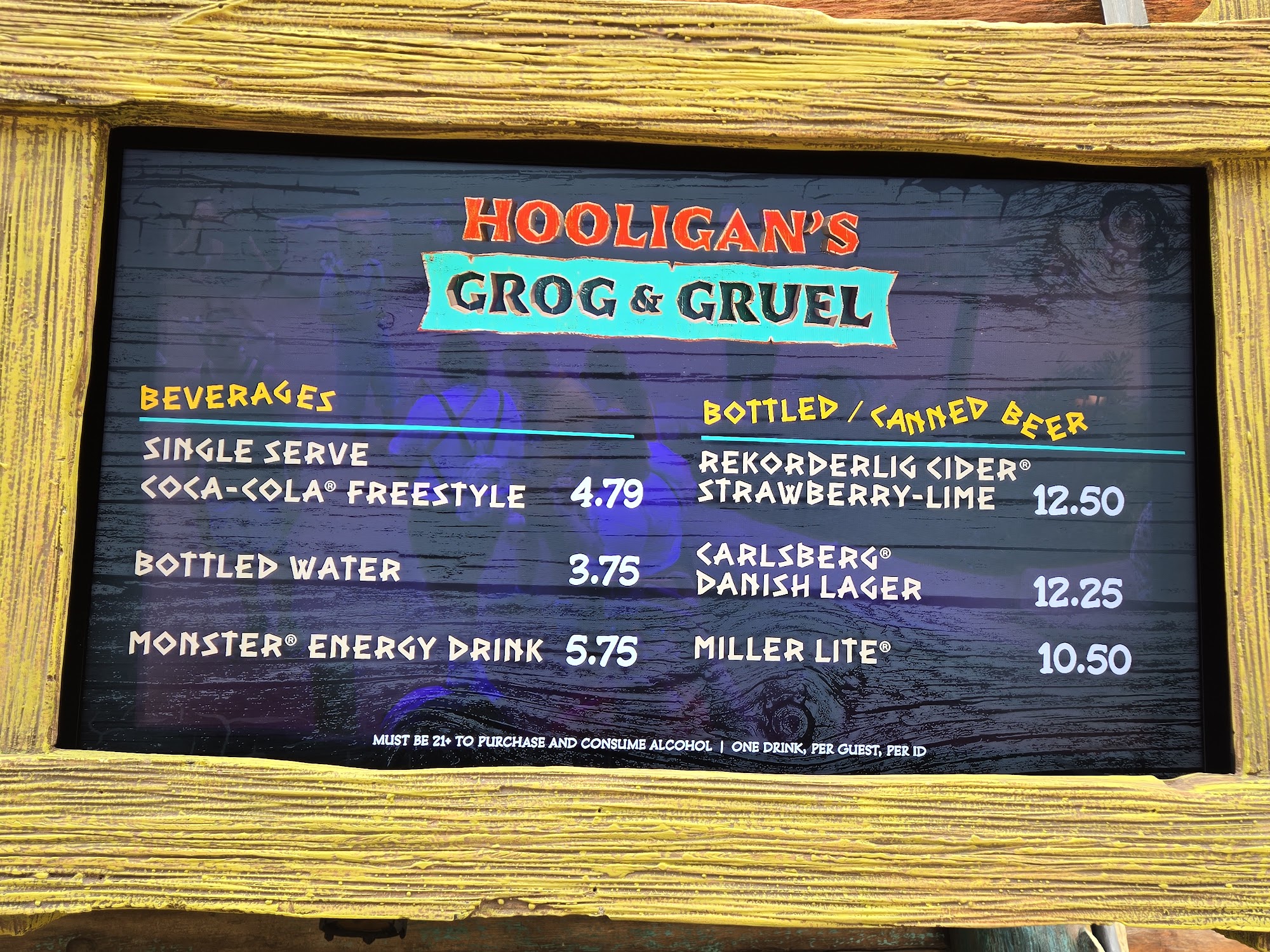 Hooligan's Grog and Gruel Menu