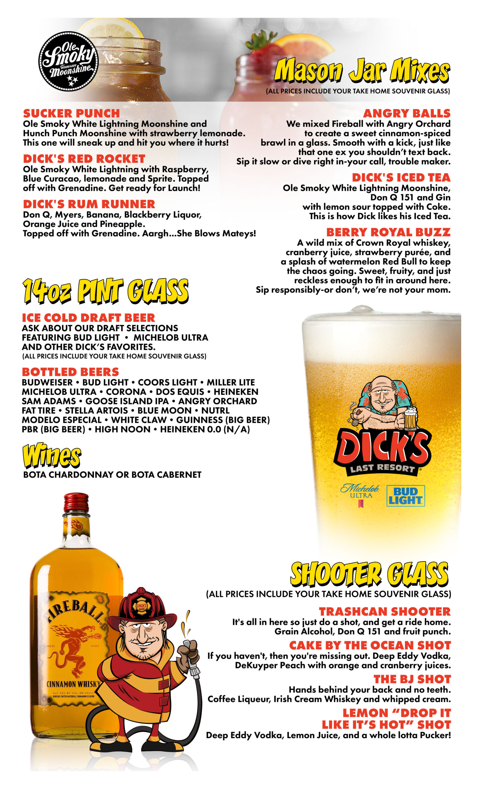 Dick’s Last Resort - Orlando Menu