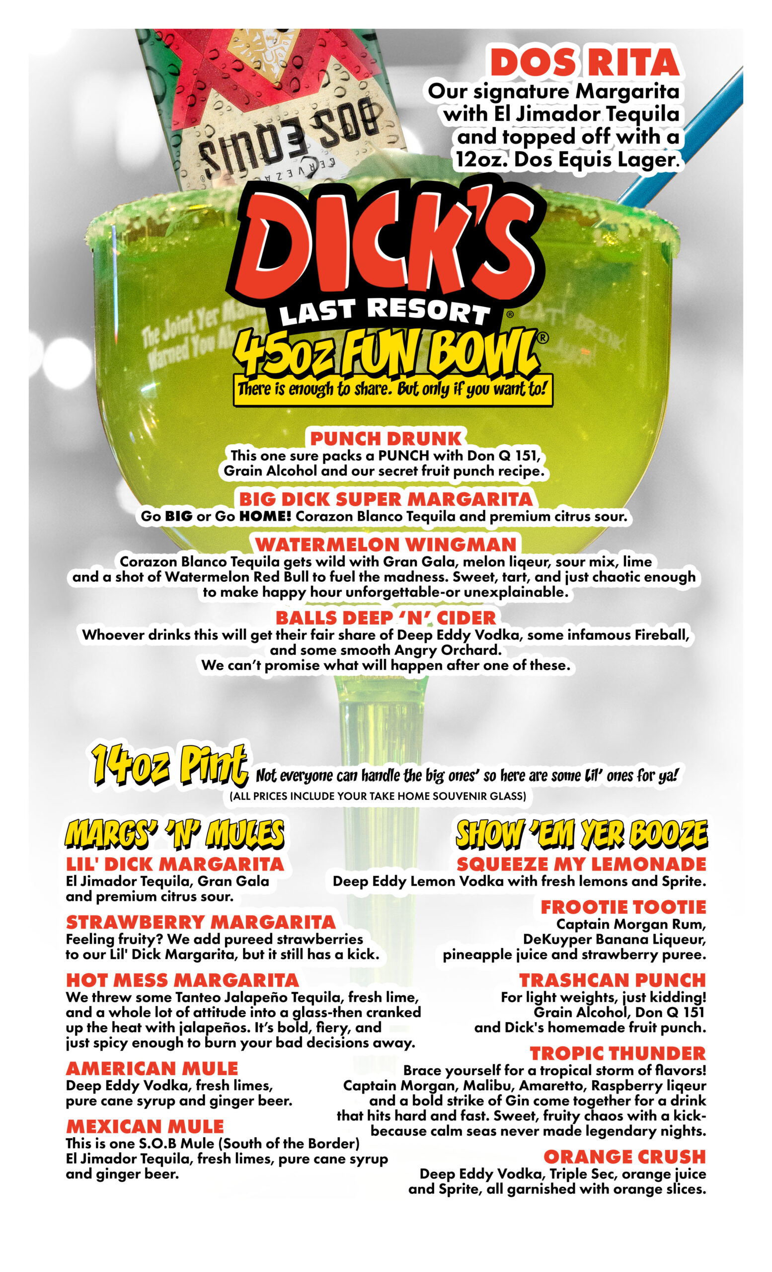 Dick’s Last Resort - Orlando Menu