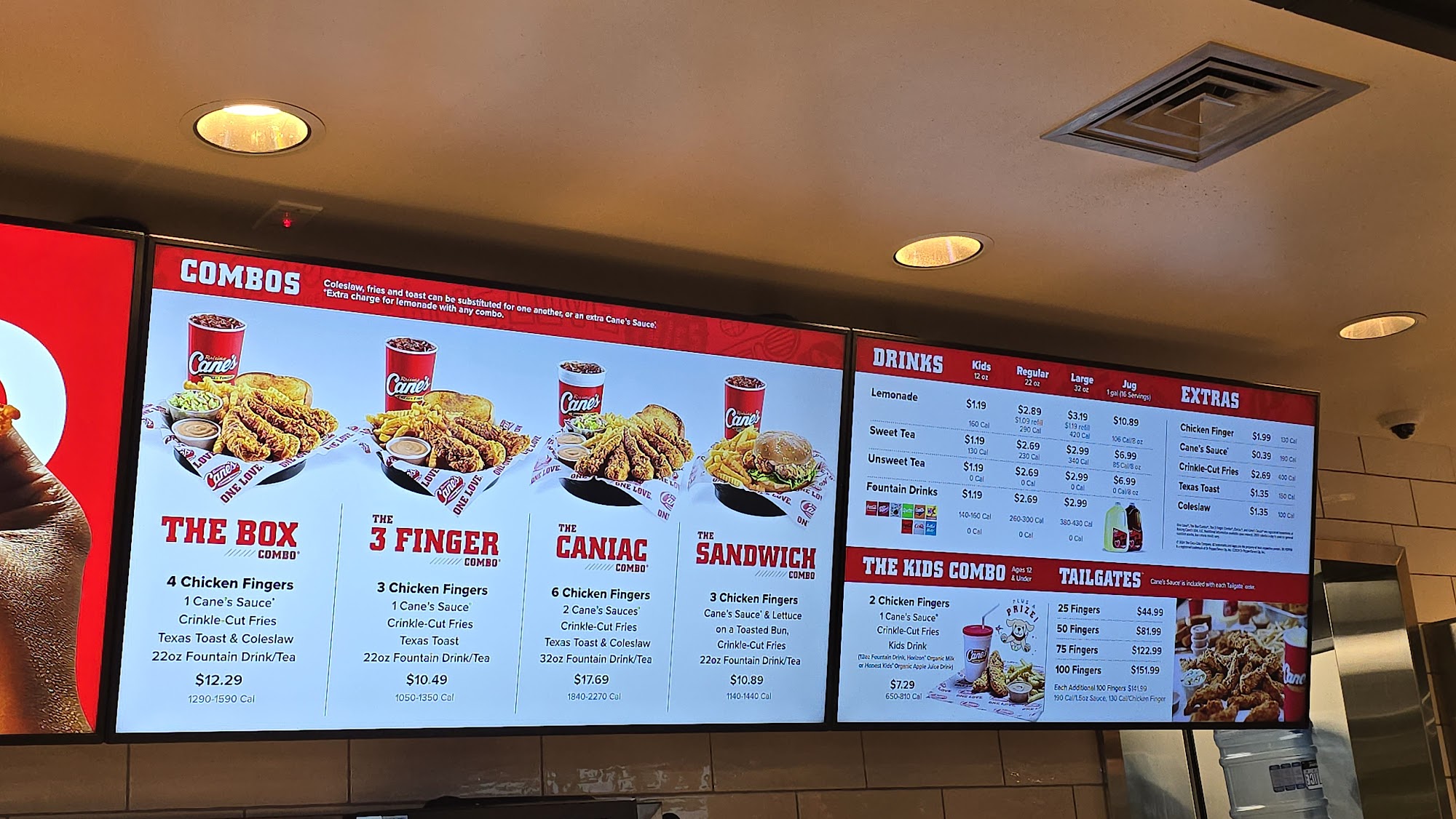 Raising Cane's Chicken Fingers Menu