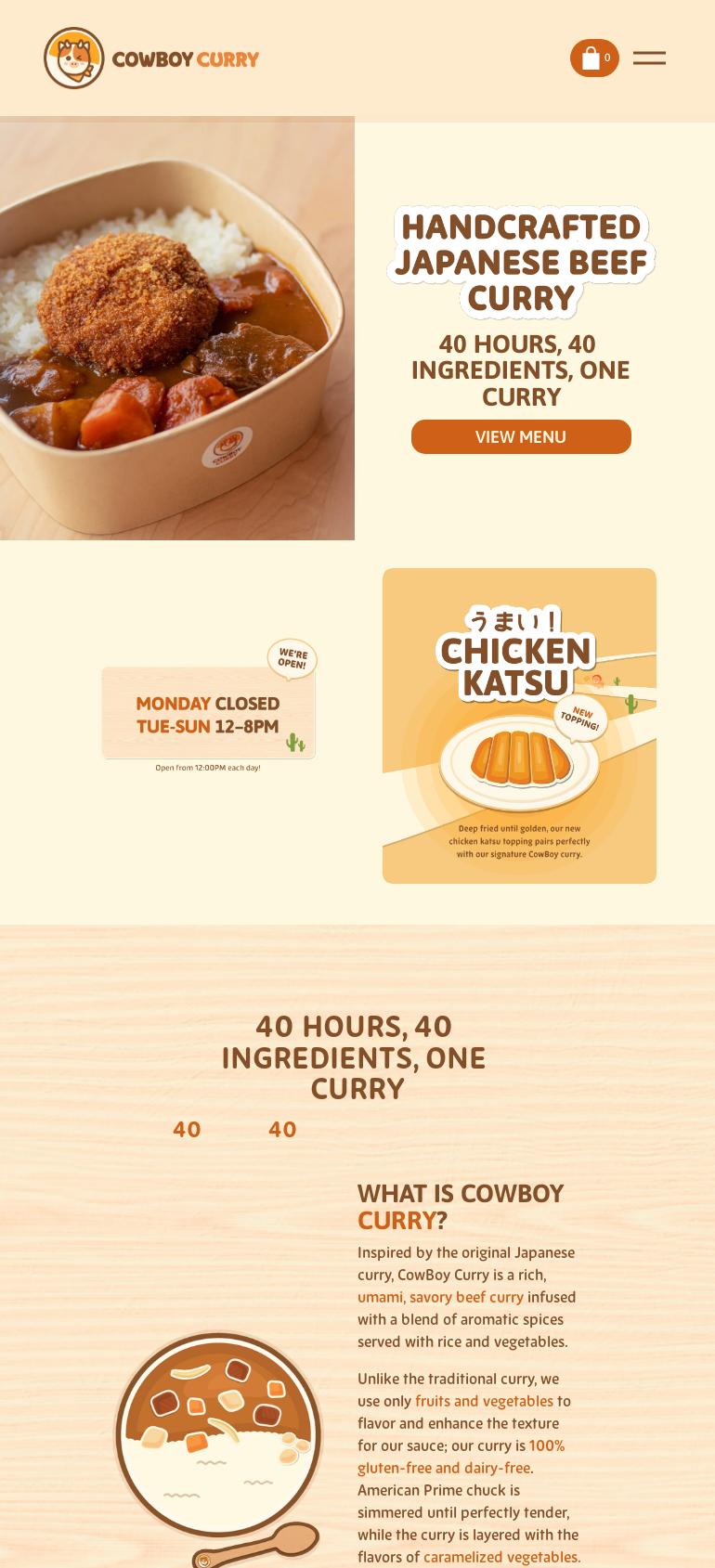 Cowboy Curry Menu