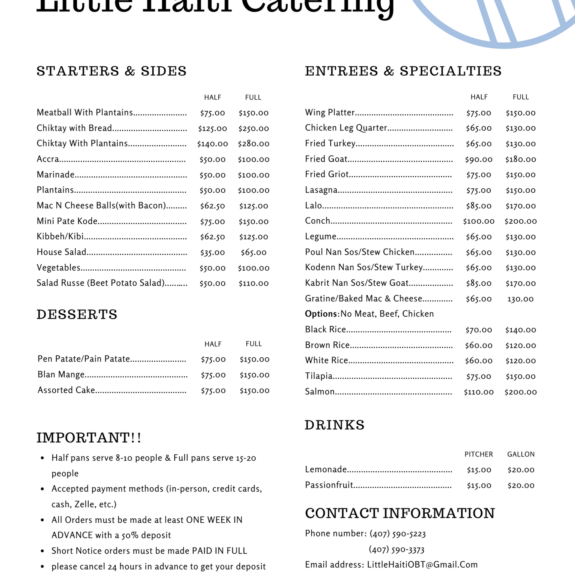 Little Haiti Paté Kode OBT Menu