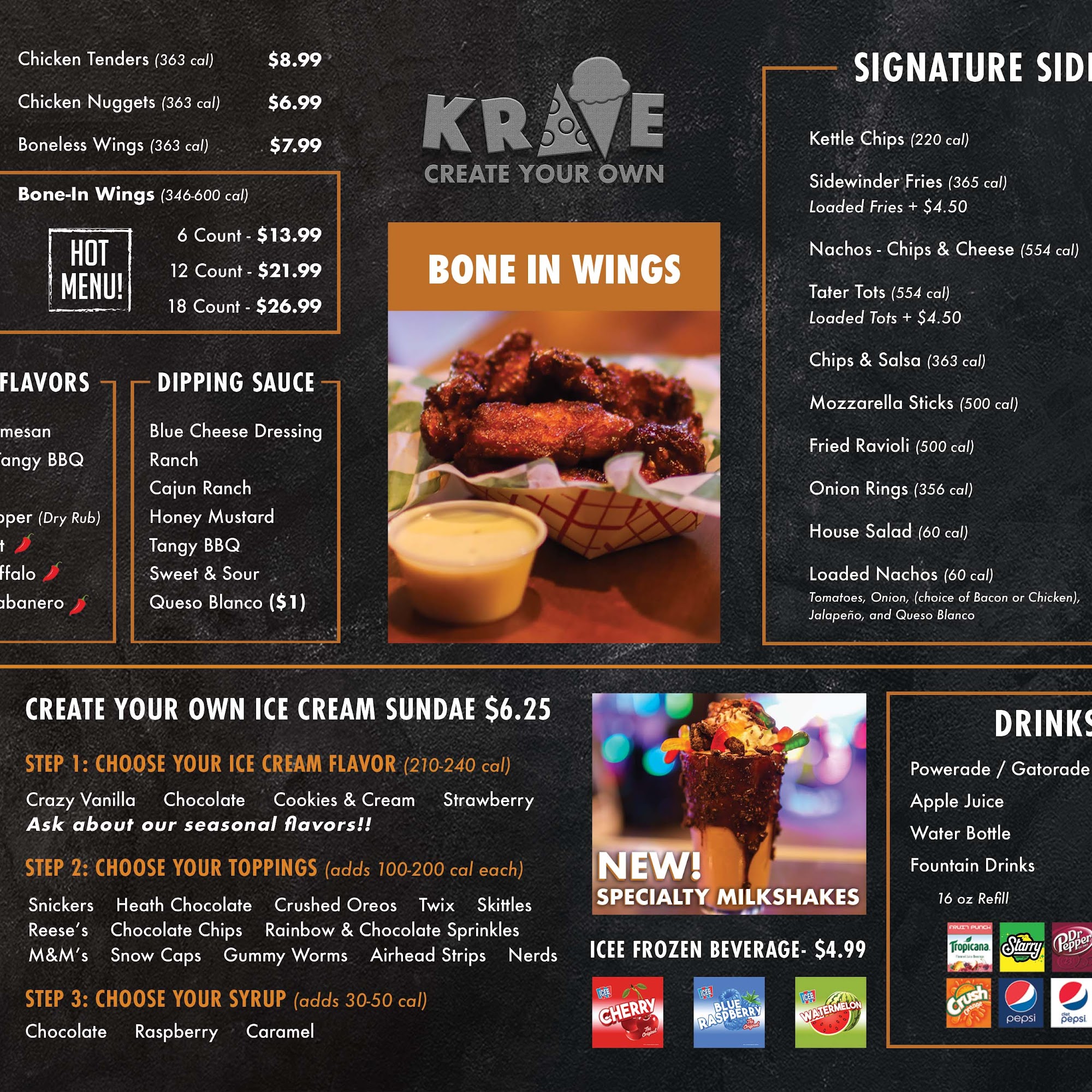 KRAVE Restaurant Menu