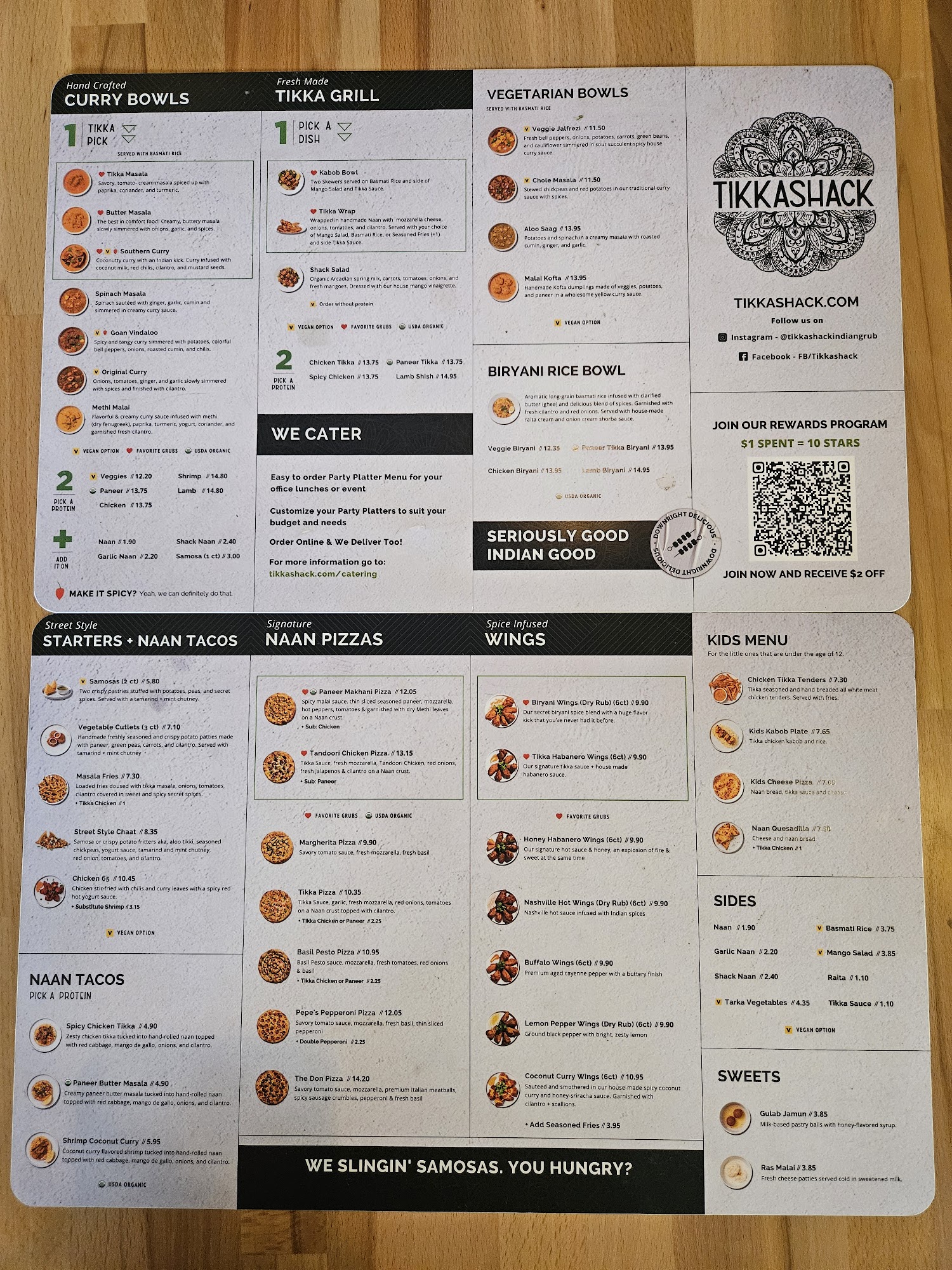 Tikka Shack Indian Grub Menu