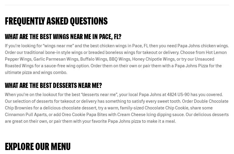 Papa Johns Pizza Menu